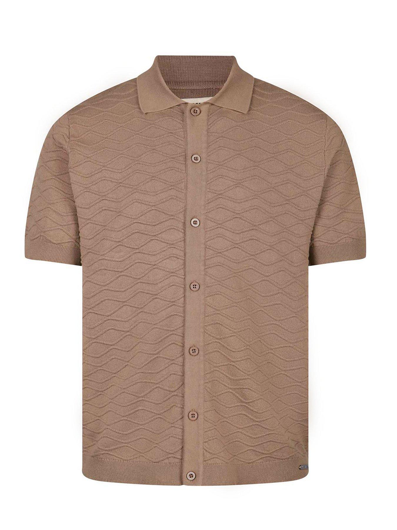 Image 4 of 6 of Luke 1977 Luke 1977 Kennet Button Through Knitted Shirt - Brown