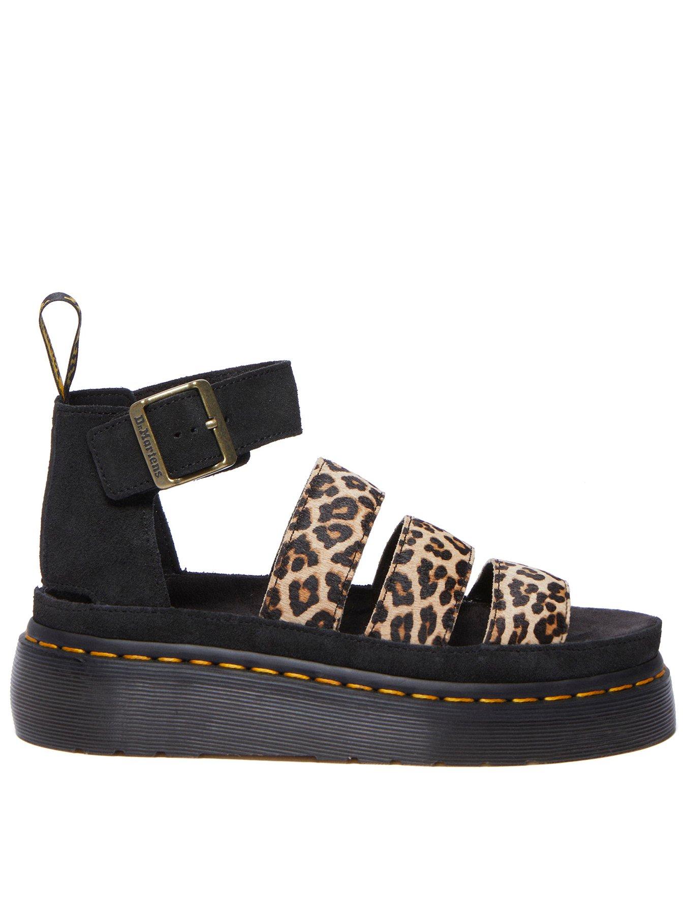 Dr Martens Clarissa Ii Quad Leopard Leather Platform Sandals - Leopard/black