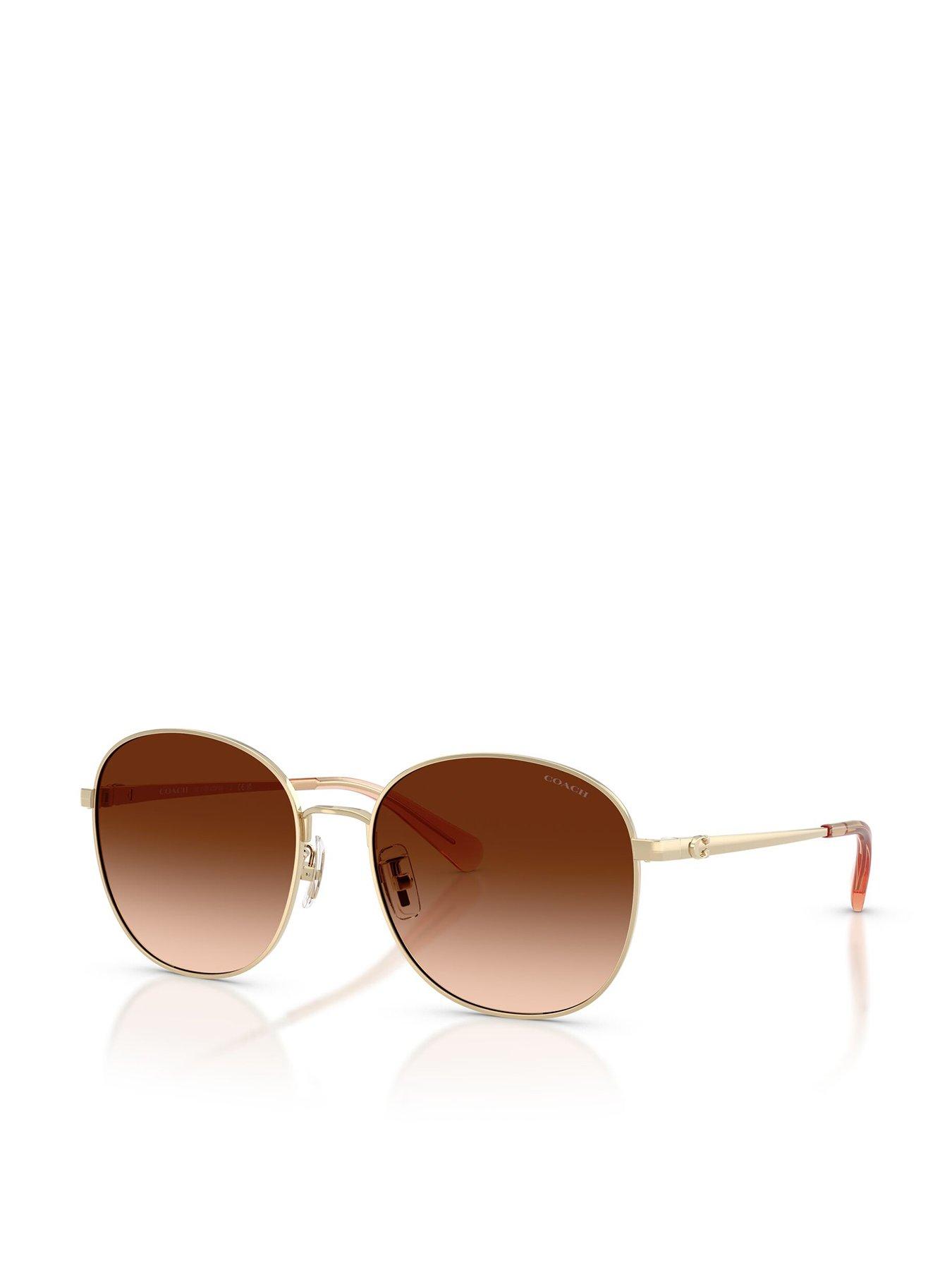 COACH Round Sunglasses With Gold Metal Frame - 0hc7189 - Brown