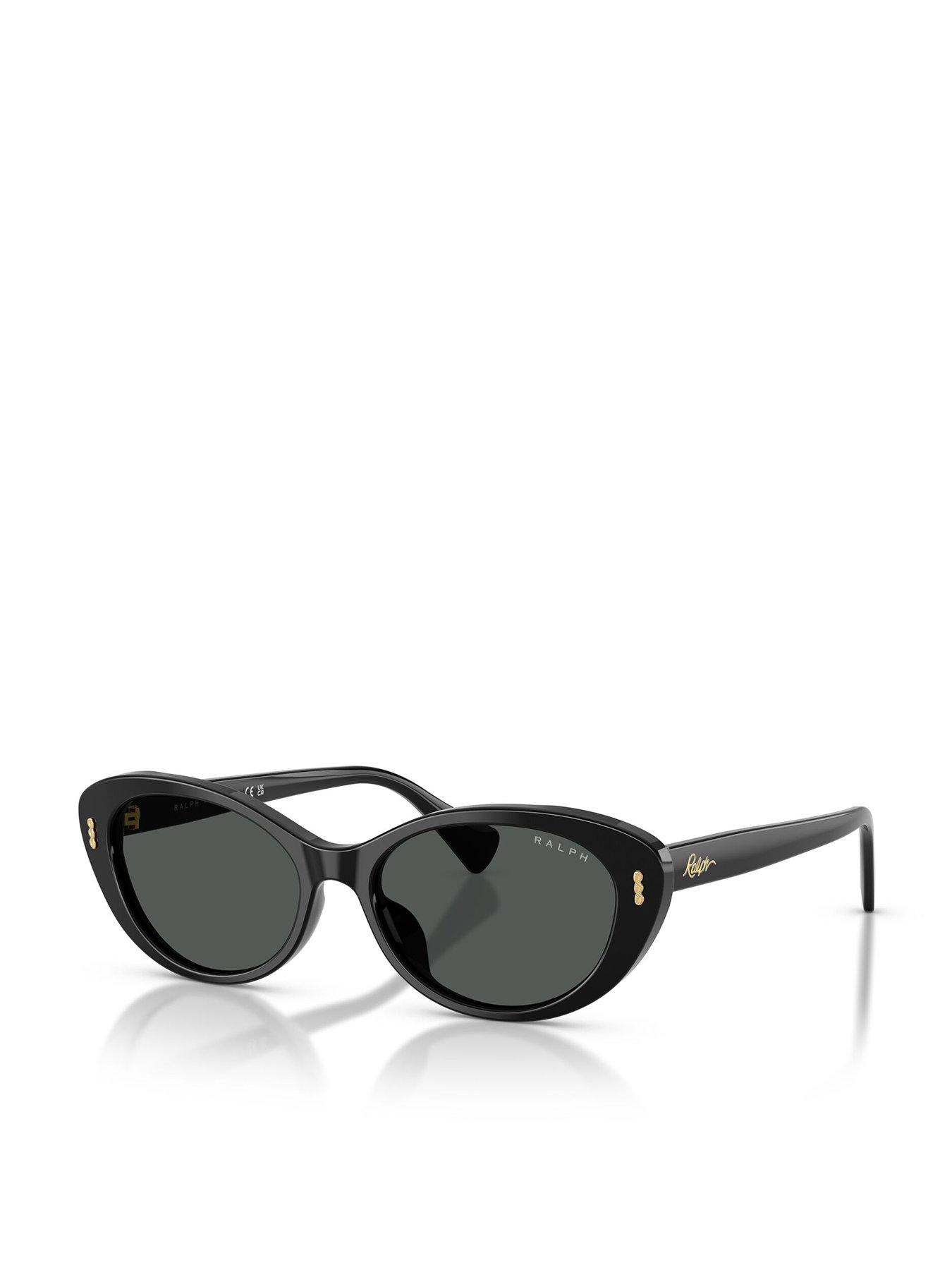 Ralph Ralph 0ra5350u Oval Sunglasses Shiny Black Frame With Grey Lens