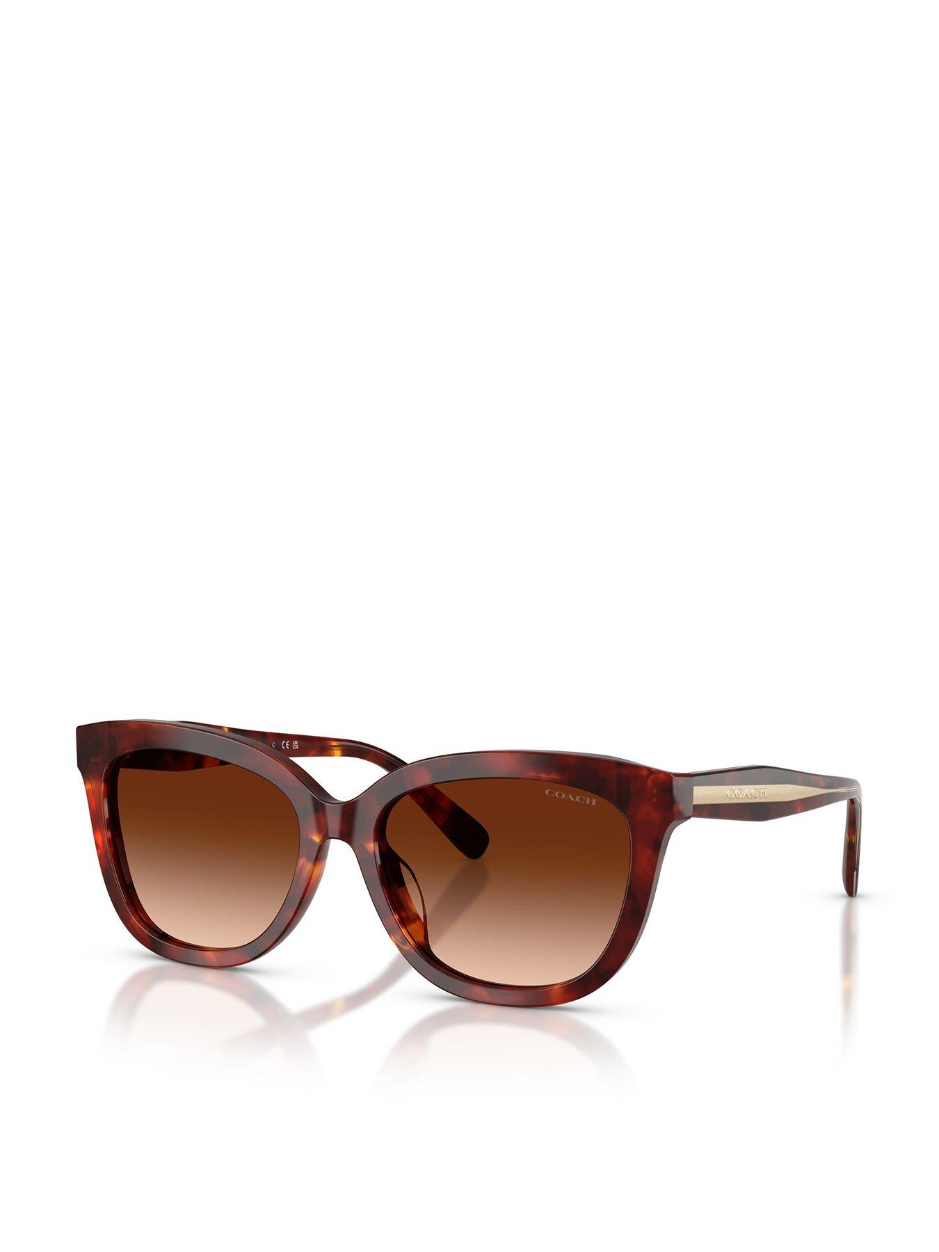 Image 1 of 5 of COACH Brown Cat Eye Sunglasses - Brown