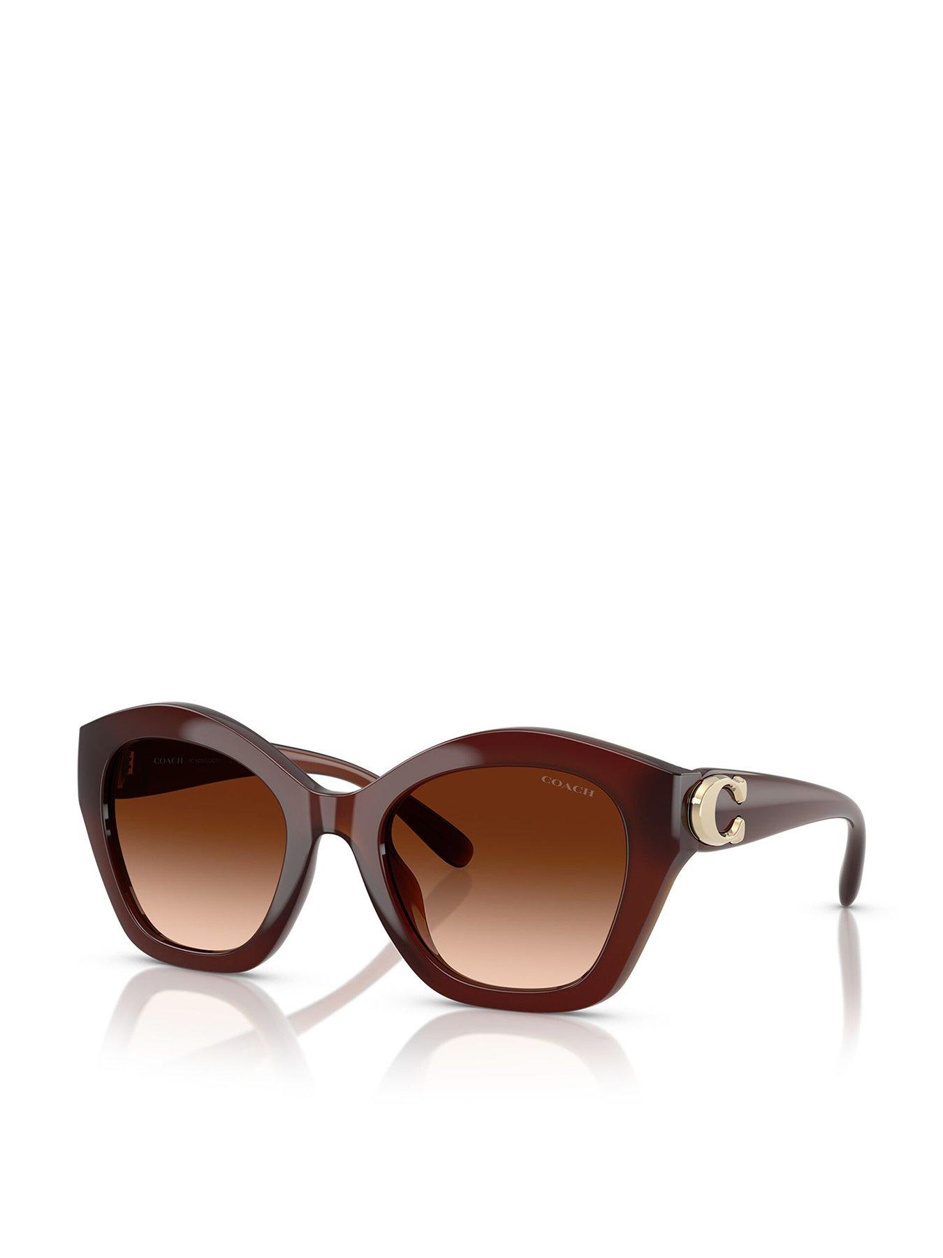 COACH Coach 0hc8421u Irregular Sunglasses Milky Hazelnut Frame With Brown Gradient Lens