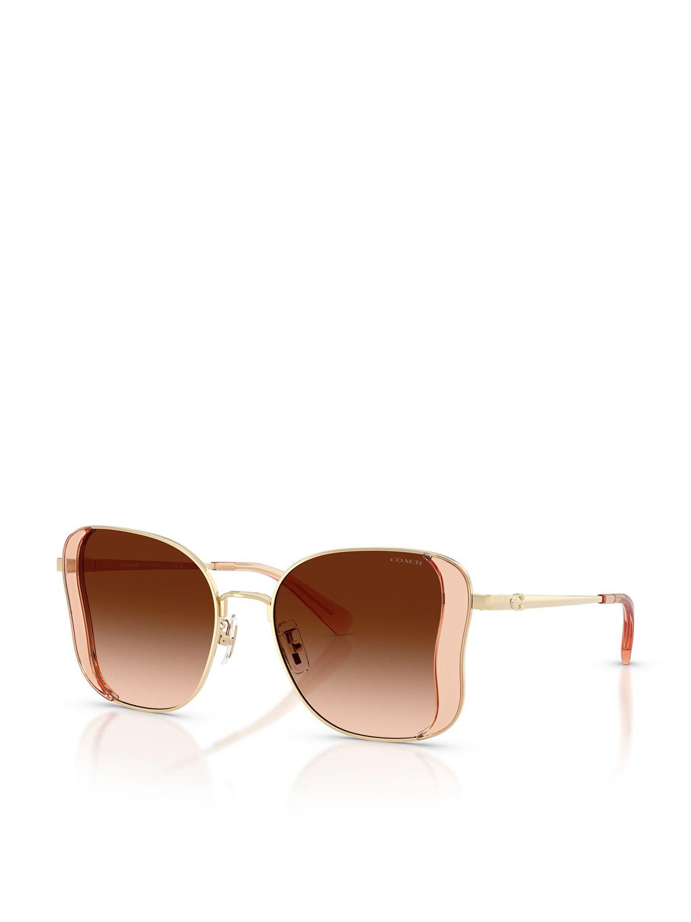 COACH Coach 0hc7188 Butterfly Sunglasses Champagne / Light Gold Frame With Brown Gradient Lens