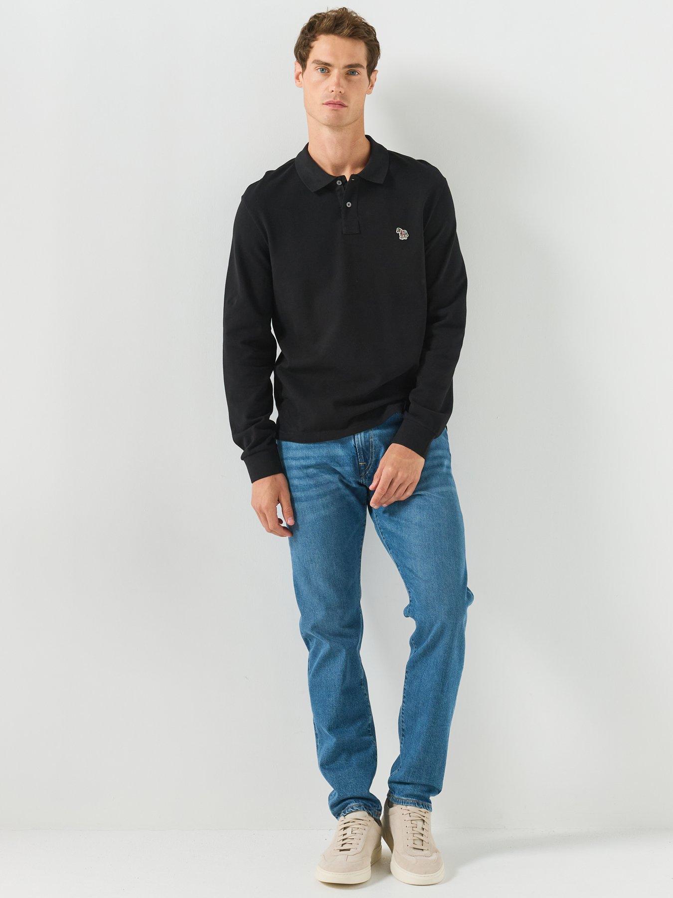 Image 3 of 5 of PS PAUL SMITH Regular Fit Long Sleeve Zebra Polo Shirt - Black