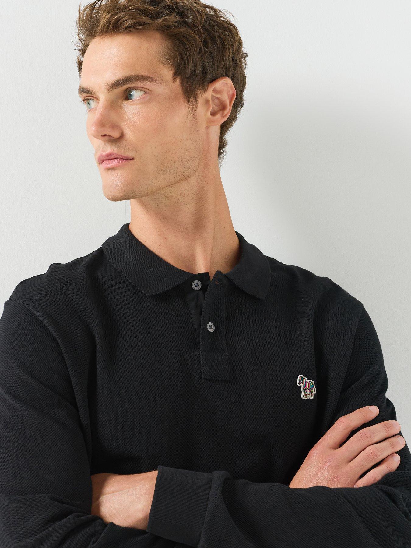 Image 4 of 5 of PS PAUL SMITH Regular Fit Long Sleeve Zebra Polo Shirt - Black