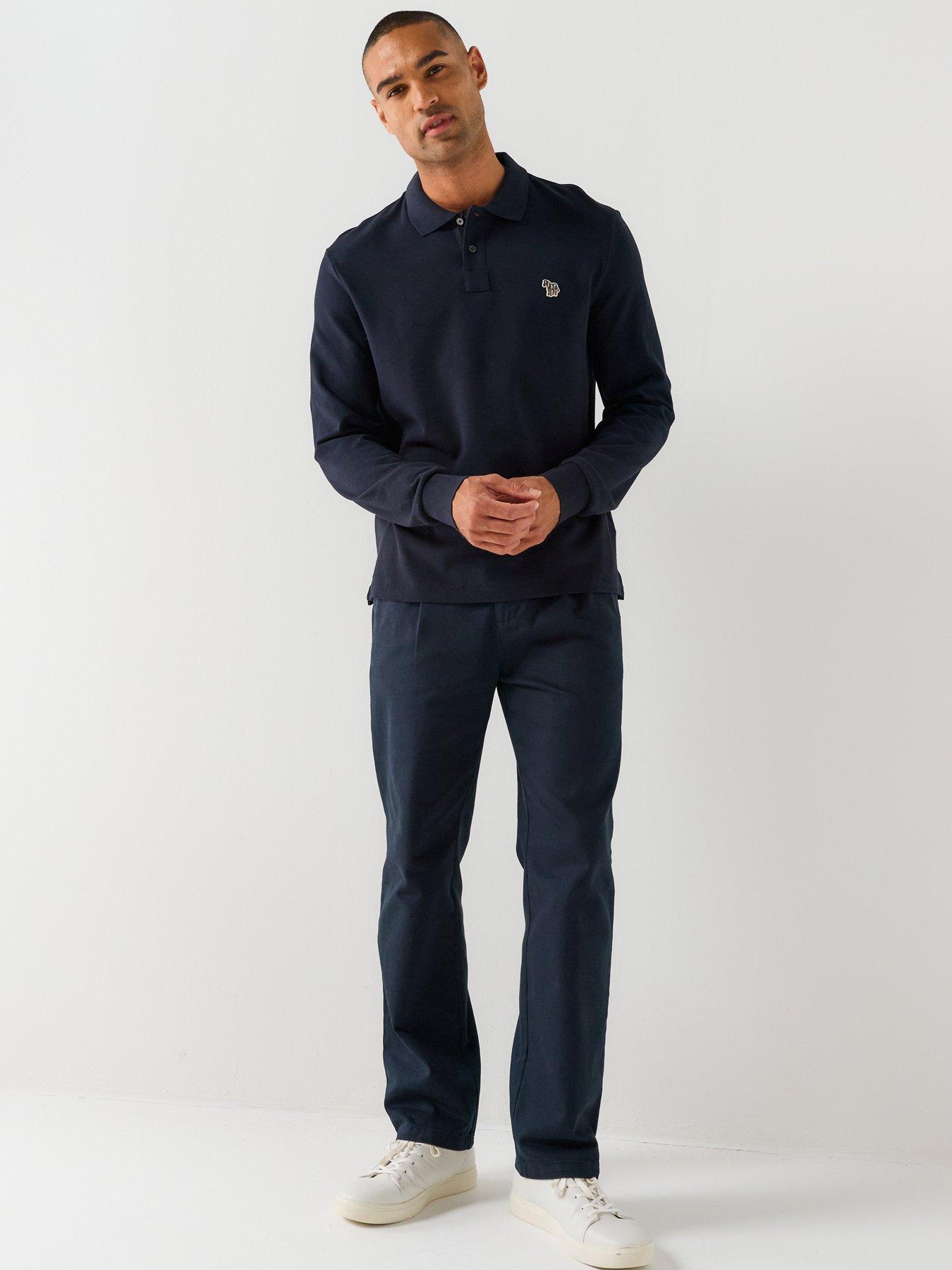 Image 3 of 6 of PS PAUL SMITH Men's Organic Cotton Long Sleeve Polo Shirt with Zebra Logo - Navy