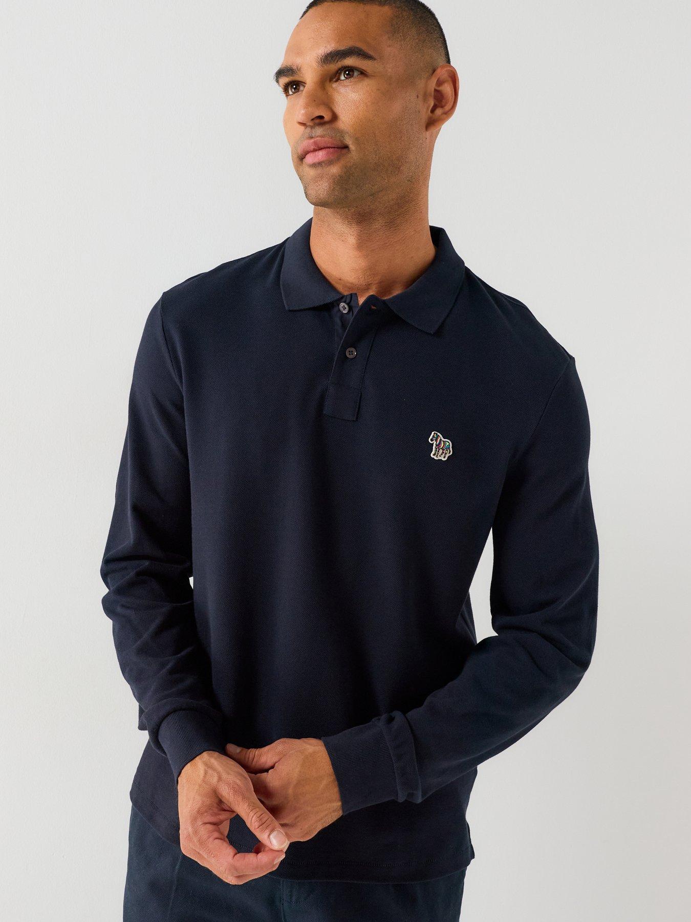 Image 5 of 6 of PS PAUL SMITH Men's Organic Cotton Long Sleeve Polo Shirt with Zebra Logo - Navy
