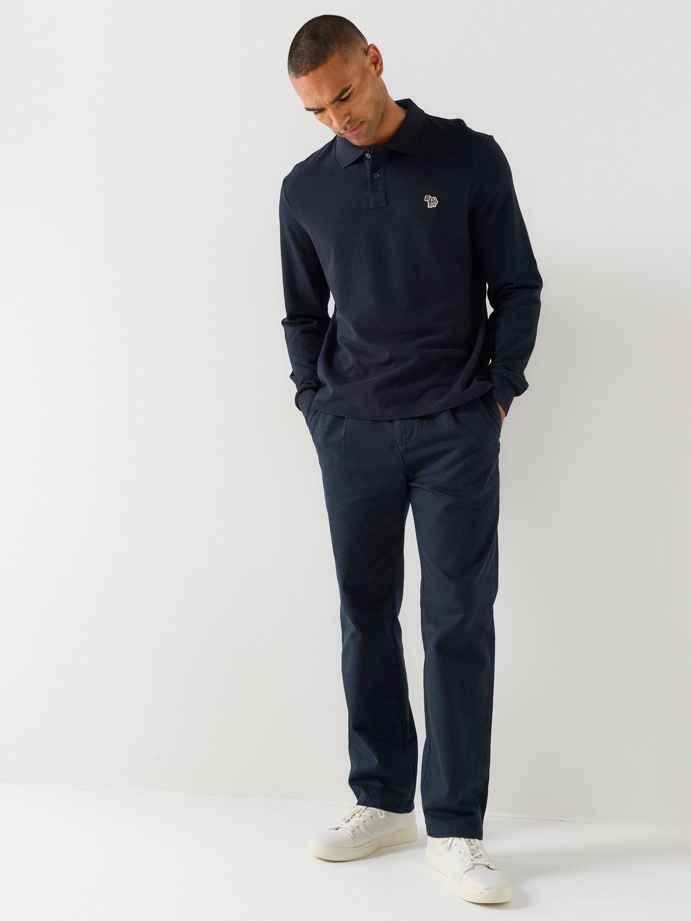Image 6 of 6 of PS PAUL SMITH Men's Organic Cotton Long Sleeve Polo Shirt with Zebra Logo - Navy