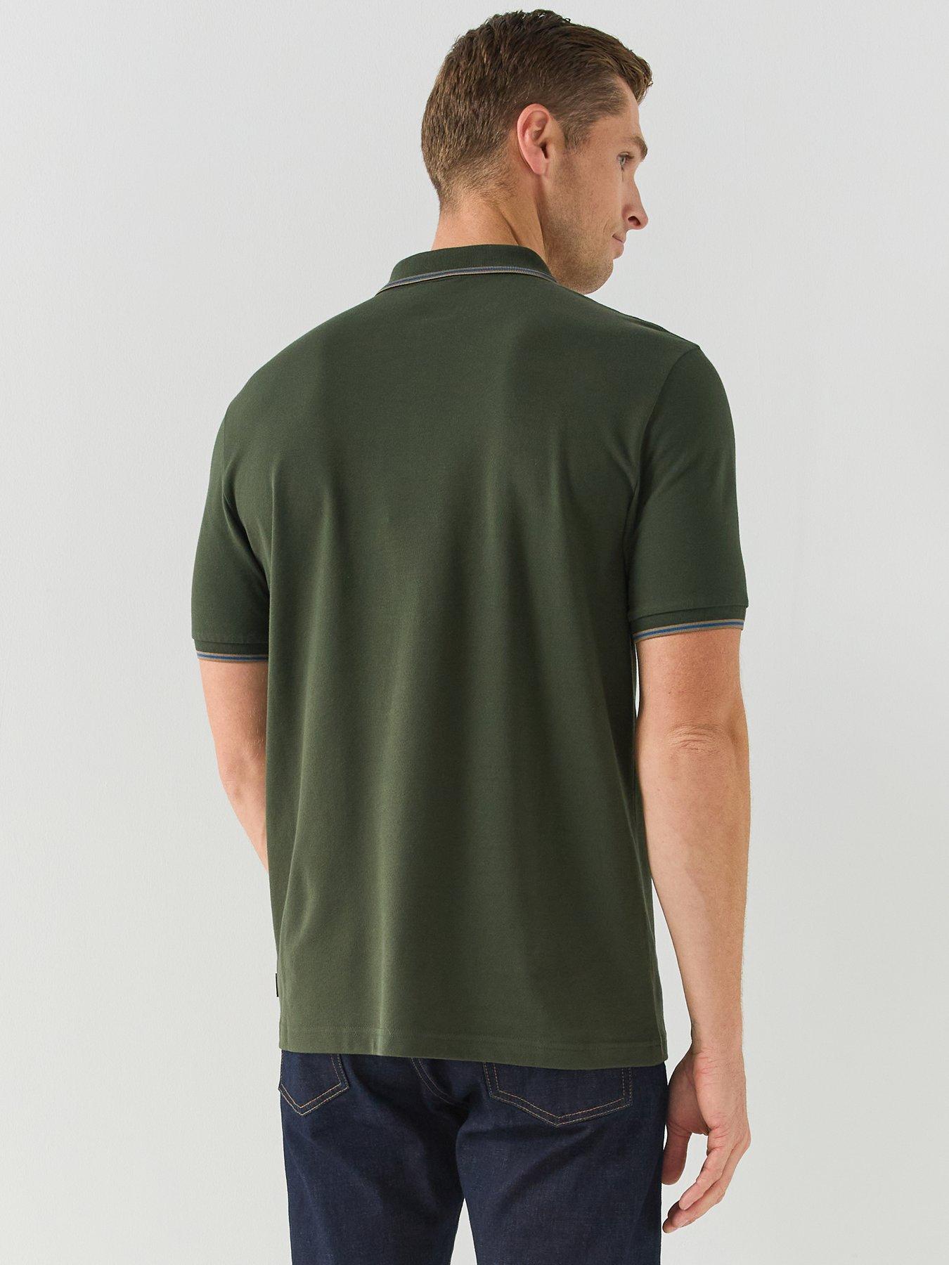 Image 2 of 6 of PS PAUL SMITH Mens Regular Fit Tipped Polo Shirt - Green