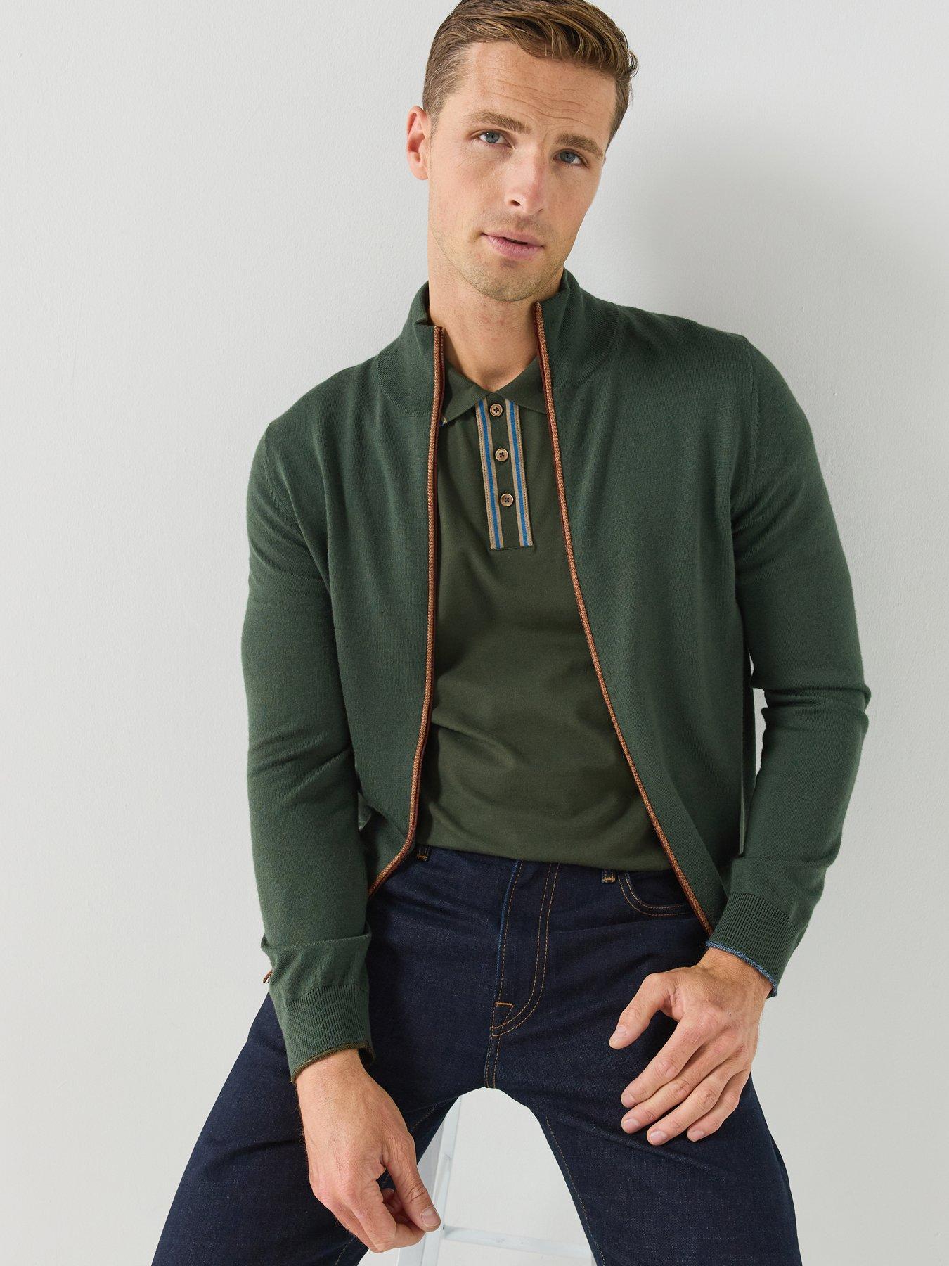 Image 4 of 6 of PS PAUL SMITH Mens Regular Fit Tipped Polo Shirt - Green