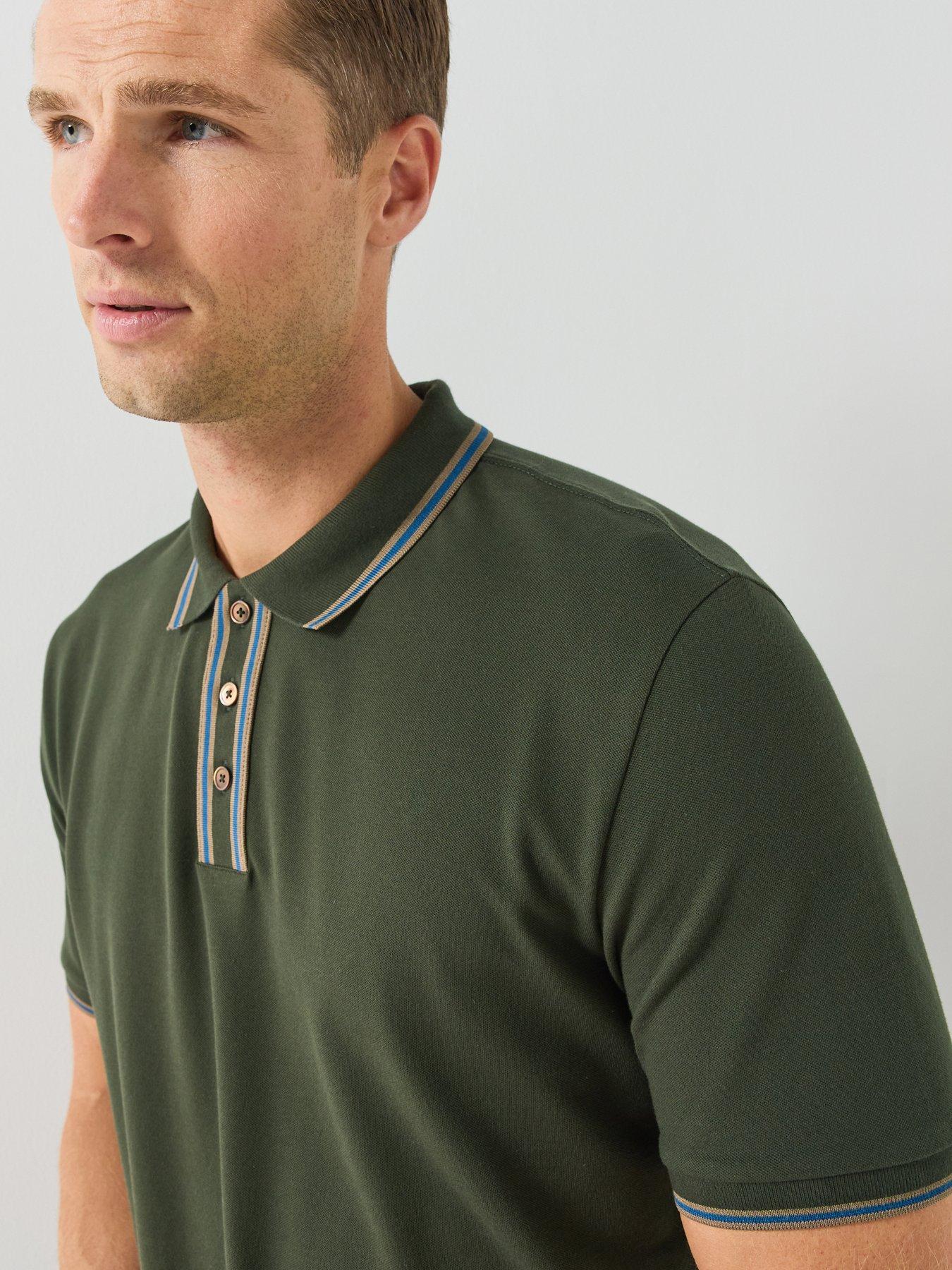 Image 5 of 6 of PS PAUL SMITH Mens Regular Fit Tipped Polo Shirt - Green