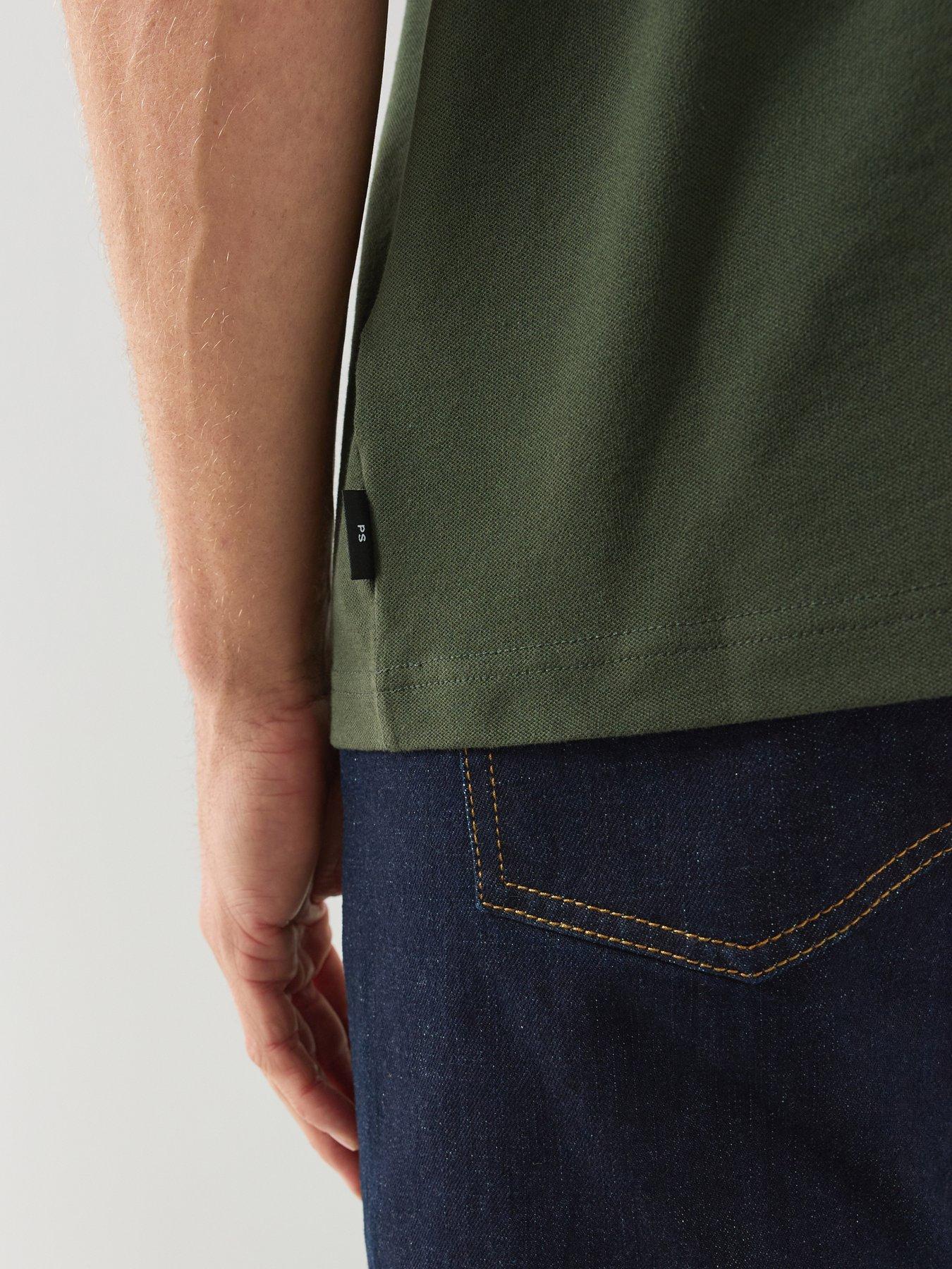 Image 6 of 6 of PS PAUL SMITH Mens Regular Fit Tipped Polo Shirt - Green