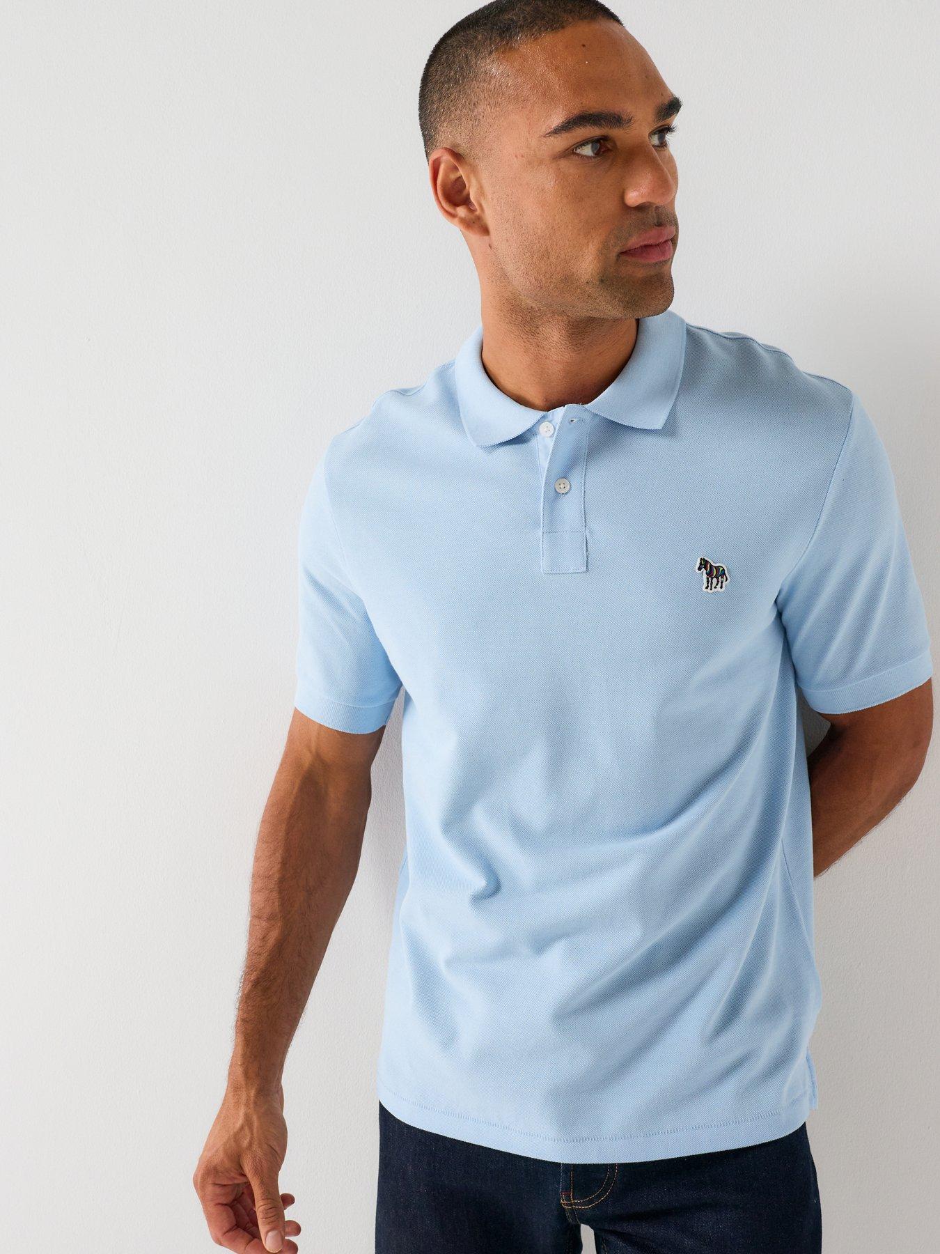PS PAUL SMITH Men's Regular Fit Polo Shirt with Zebra Logo - Light Blue