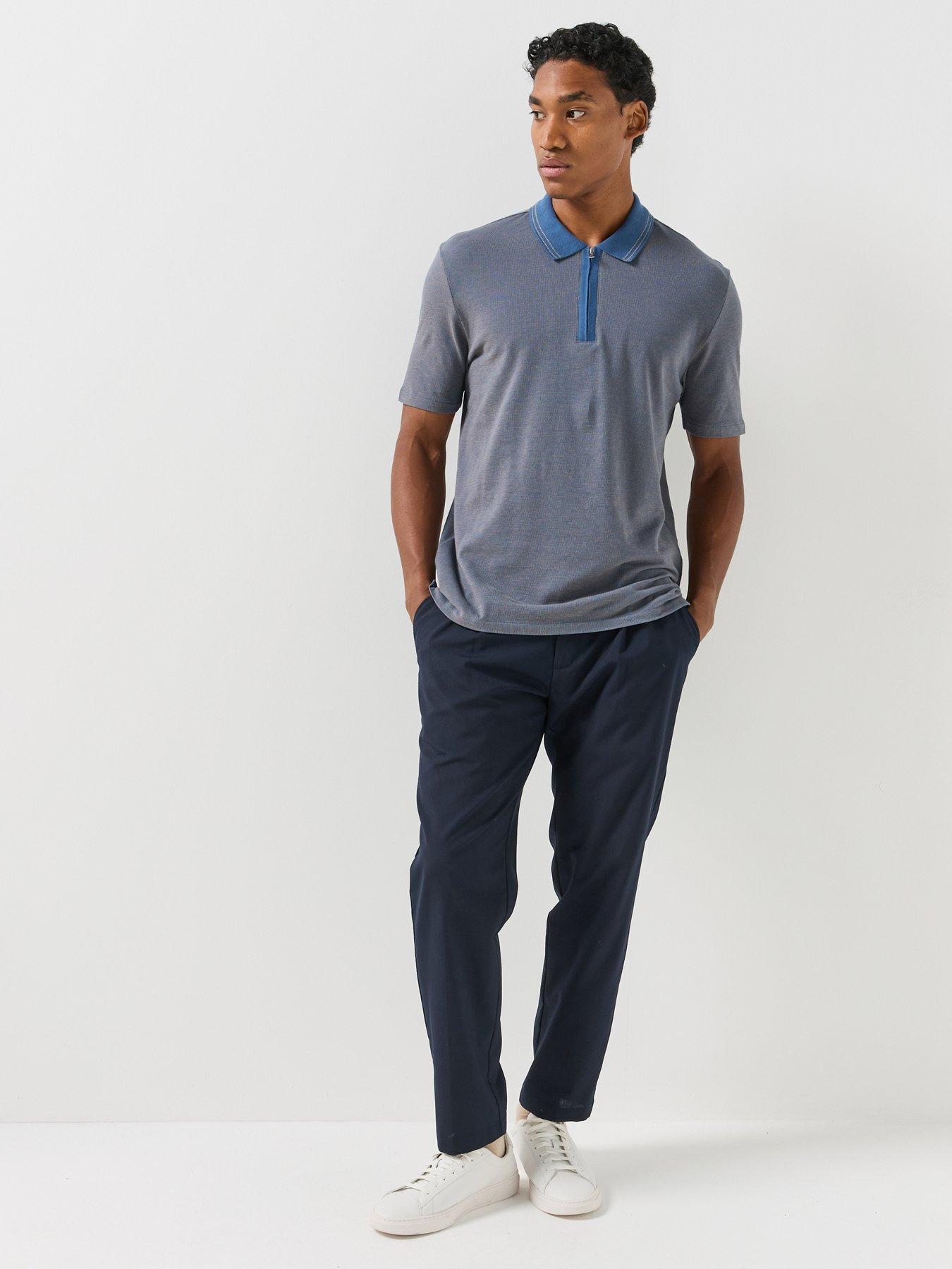 Image 3 of 6 of PS PAUL SMITH Mens Regular Fit Zip Neck Knitted Polo Shirt - Blue