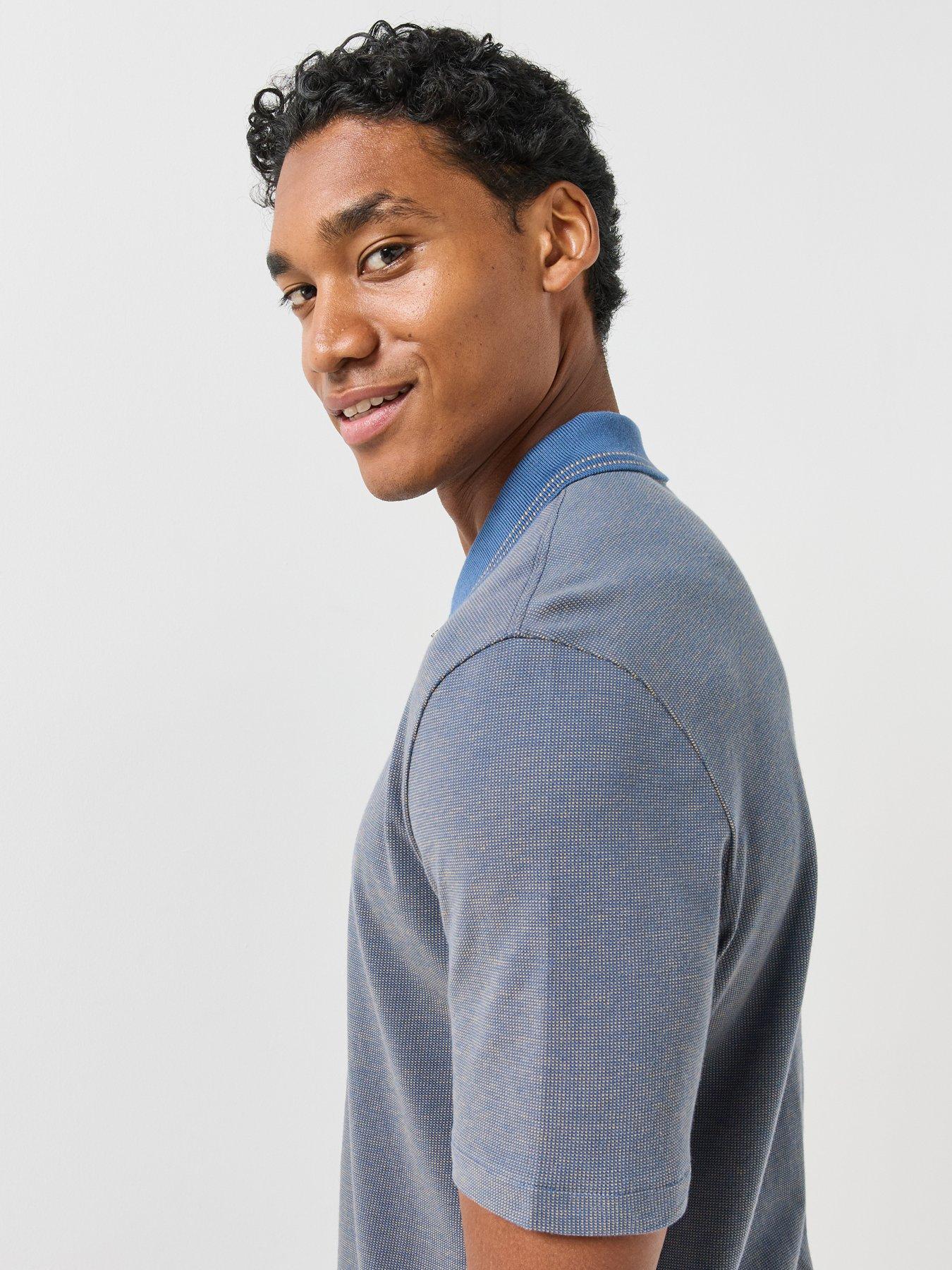 Image 5 of 6 of PS PAUL SMITH Mens Regular Fit Zip Neck Knitted Polo Shirt - Blue