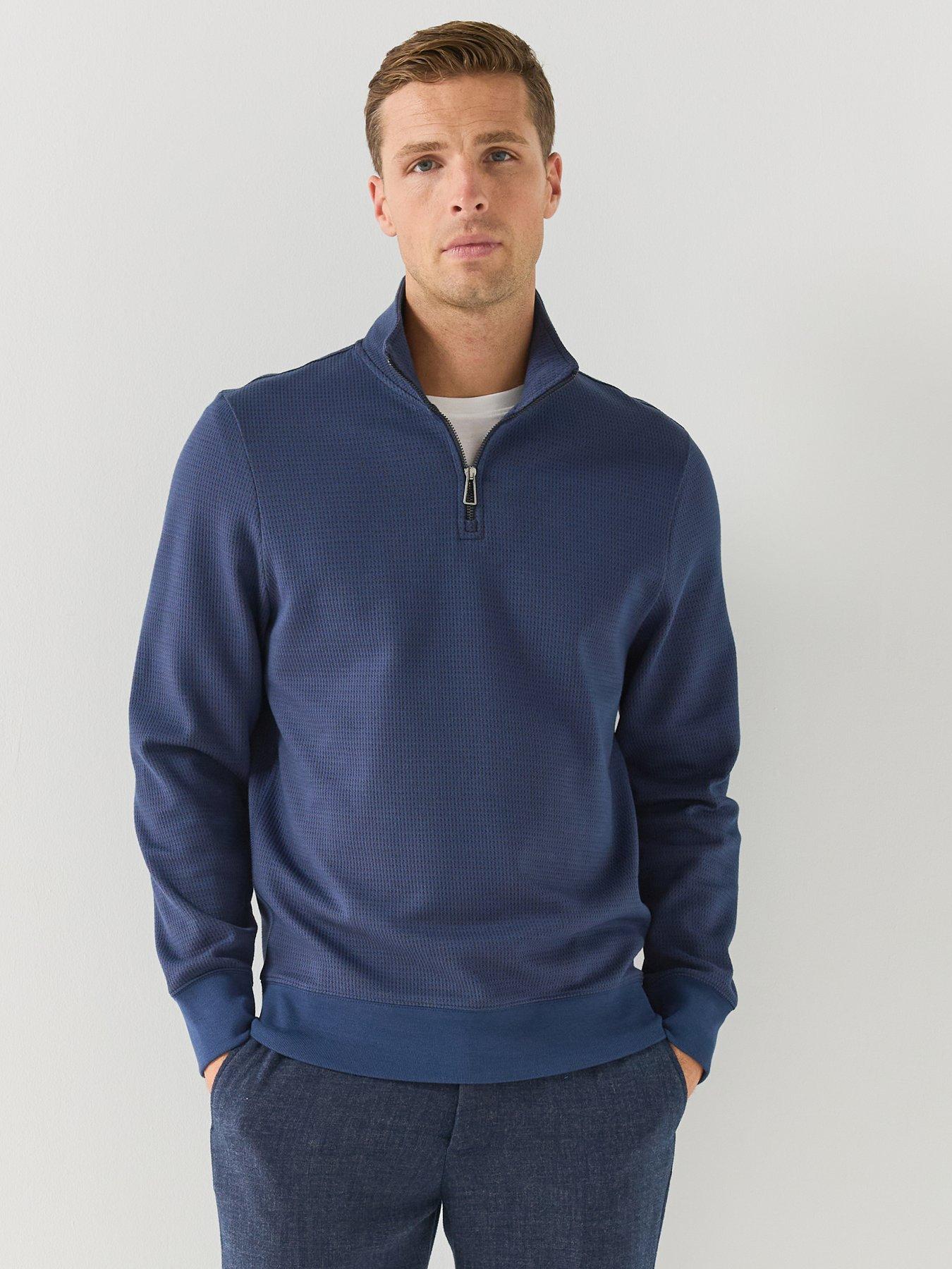 Image 1 of 6 of PS PAUL SMITH Mens Half Zip Textured Knitted Jumper - Blue