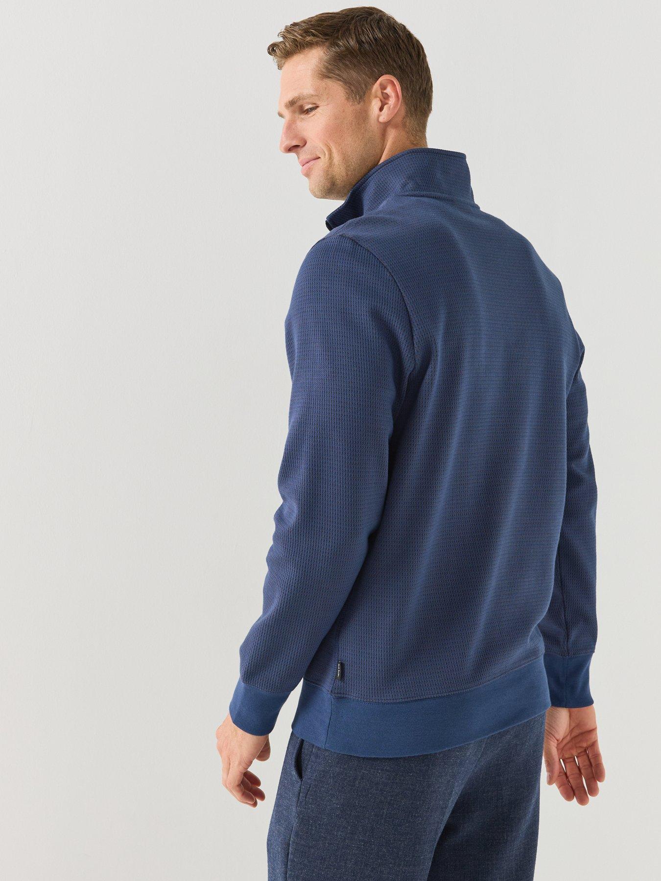 Image 2 of 6 of PS PAUL SMITH Mens Half Zip Textured Knitted Jumper - Blue
