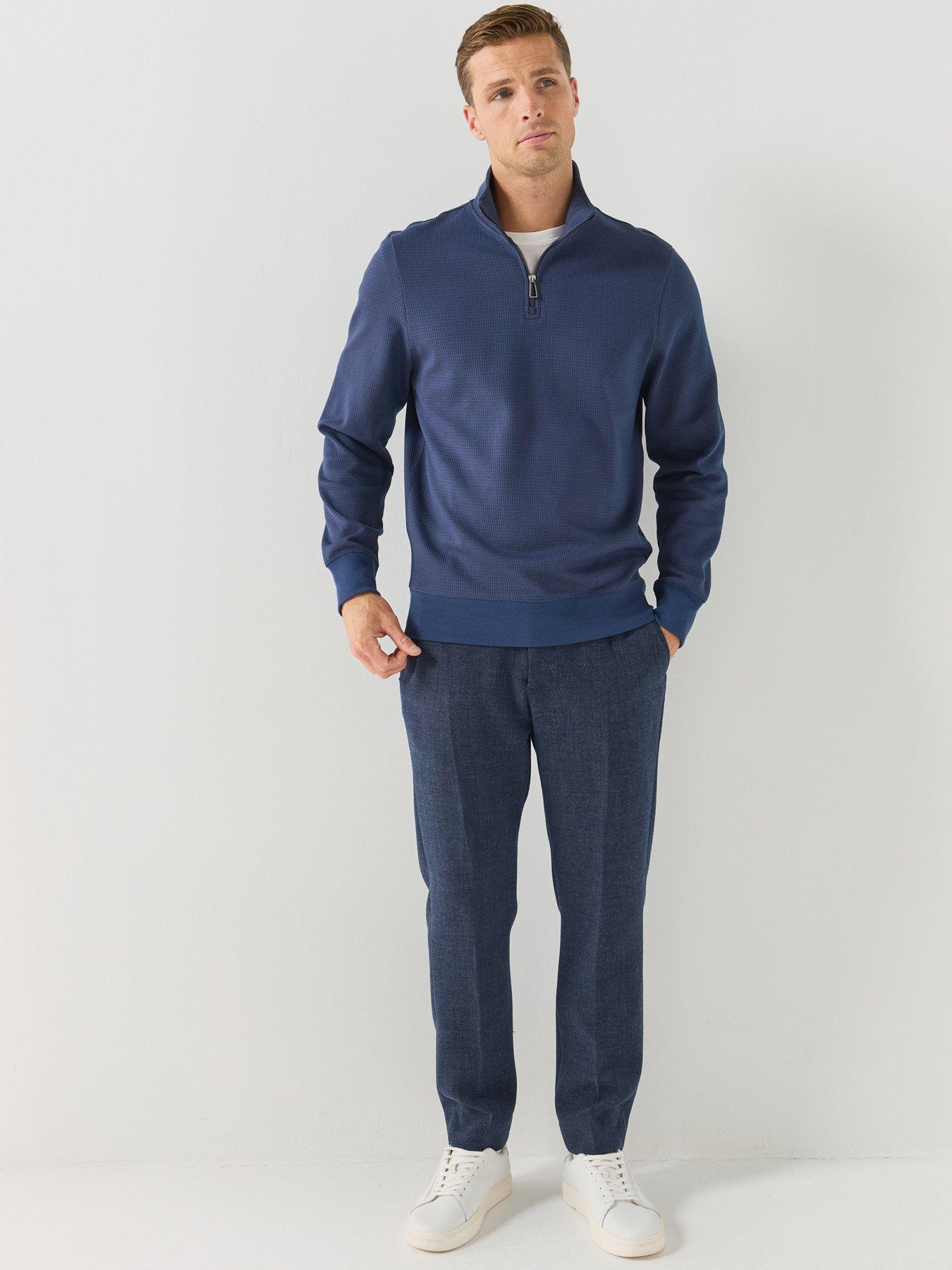 Image 3 of 6 of PS PAUL SMITH Mens Half Zip Textured Knitted Jumper - Blue