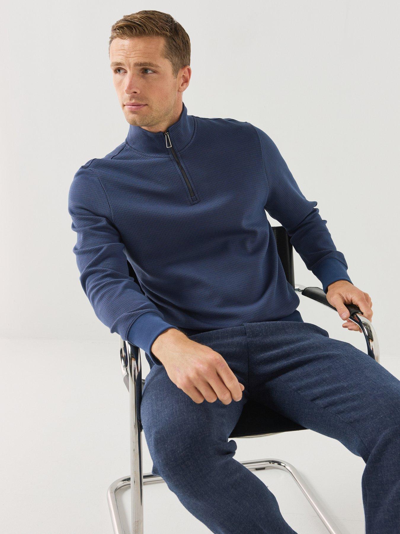 Image 4 of 6 of PS PAUL SMITH Mens Half Zip Textured Knitted Jumper - Blue