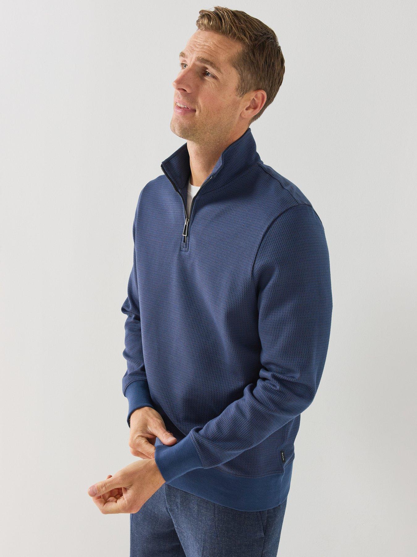 Image 6 of 6 of PS PAUL SMITH Mens Half Zip Textured Knitted Jumper - Blue