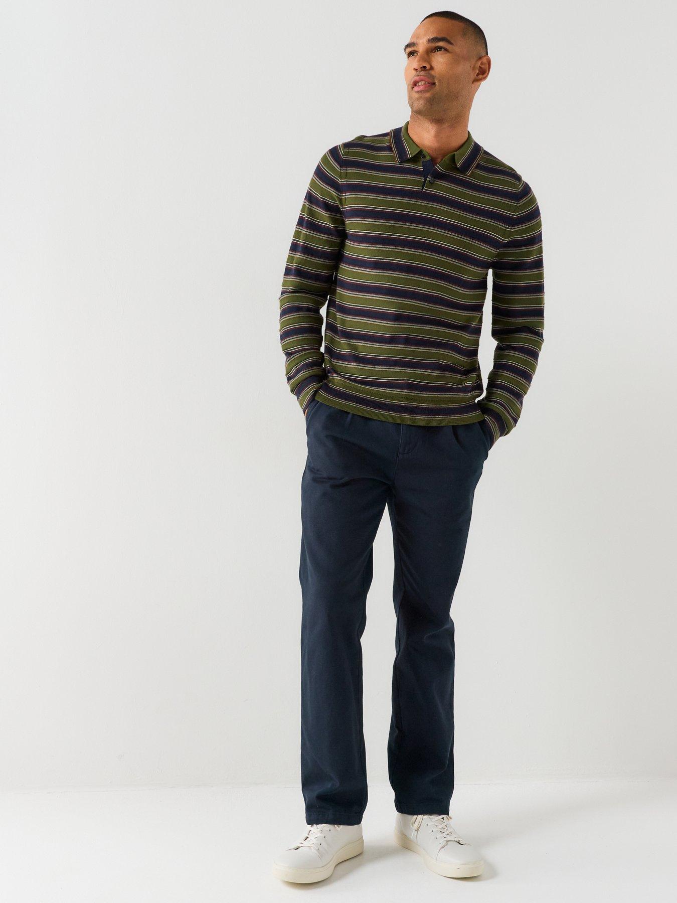 Image 3 of 4 of PS PAUL SMITH Long Sleeve Knitted Stripe Polo - Green