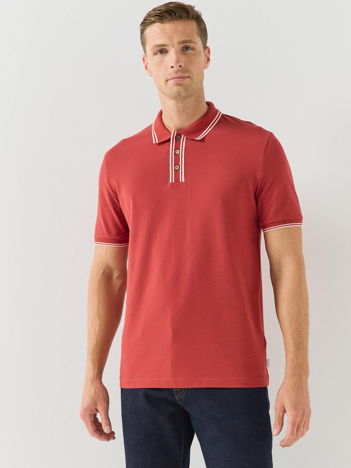 Image 1 of 6 of PS PAUL SMITH Mens Regular Fit Stretch Polo Shirt - Red