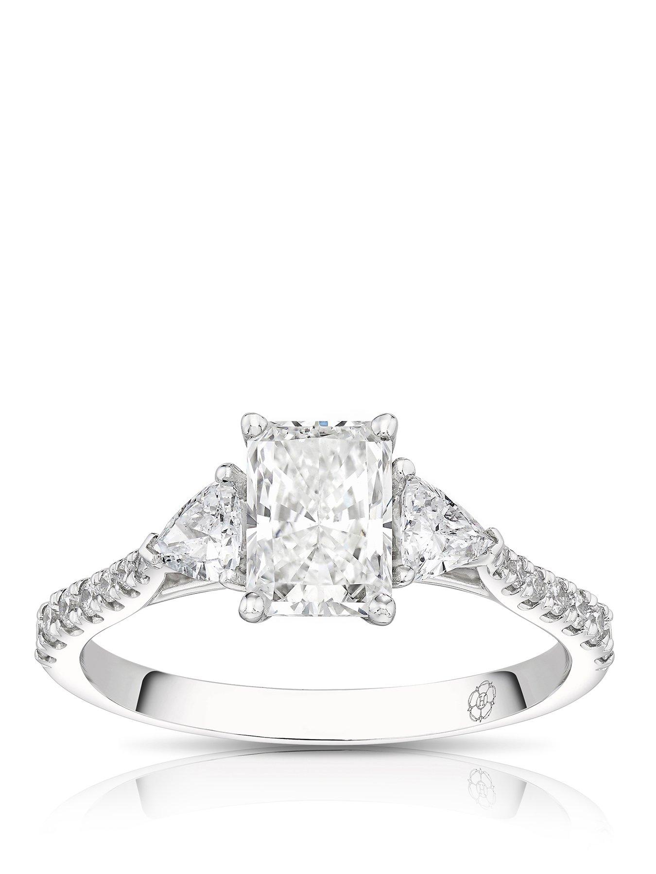 Image 1 of 7 of Harriet Harriet Platinum Radiant Trilogy Stone Set Shoulders 1.40ct Lab Grown Diamond Ring