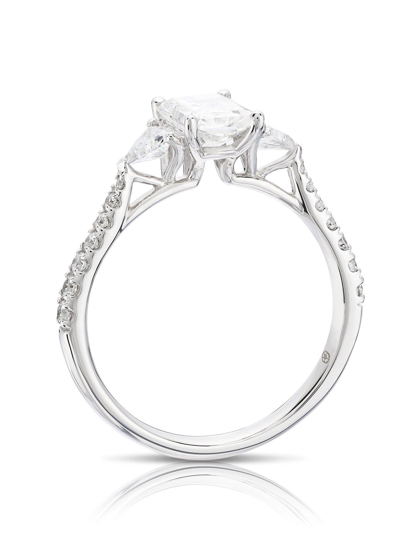 Image 3 of 7 of Harriet Harriet Platinum Radiant Trilogy Stone Set Shoulders 1.40ct Lab Grown Diamond Ring