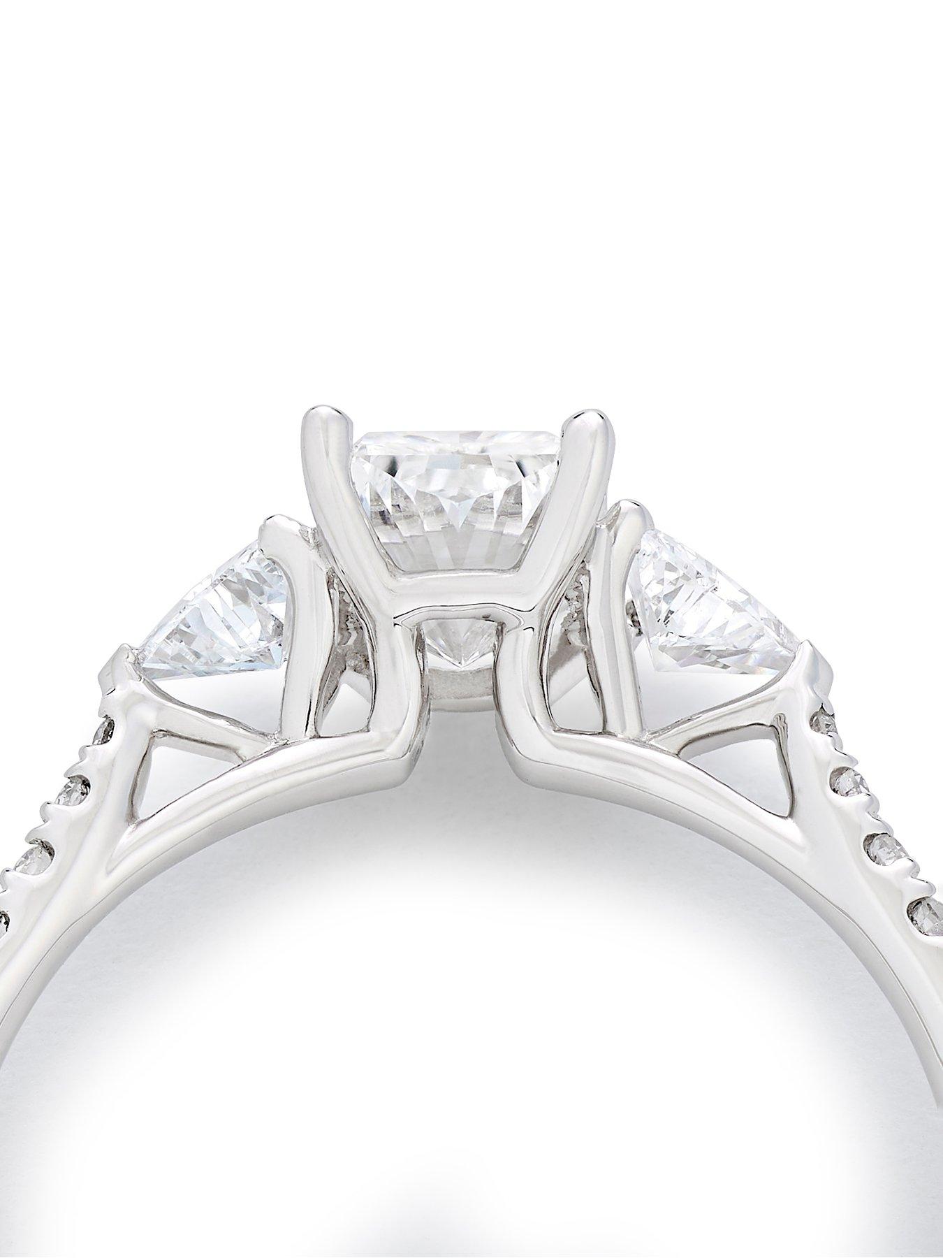 Image 4 of 7 of Harriet Harriet Platinum Radiant Trilogy Stone Set Shoulders 1.40ct Lab Grown Diamond Ring