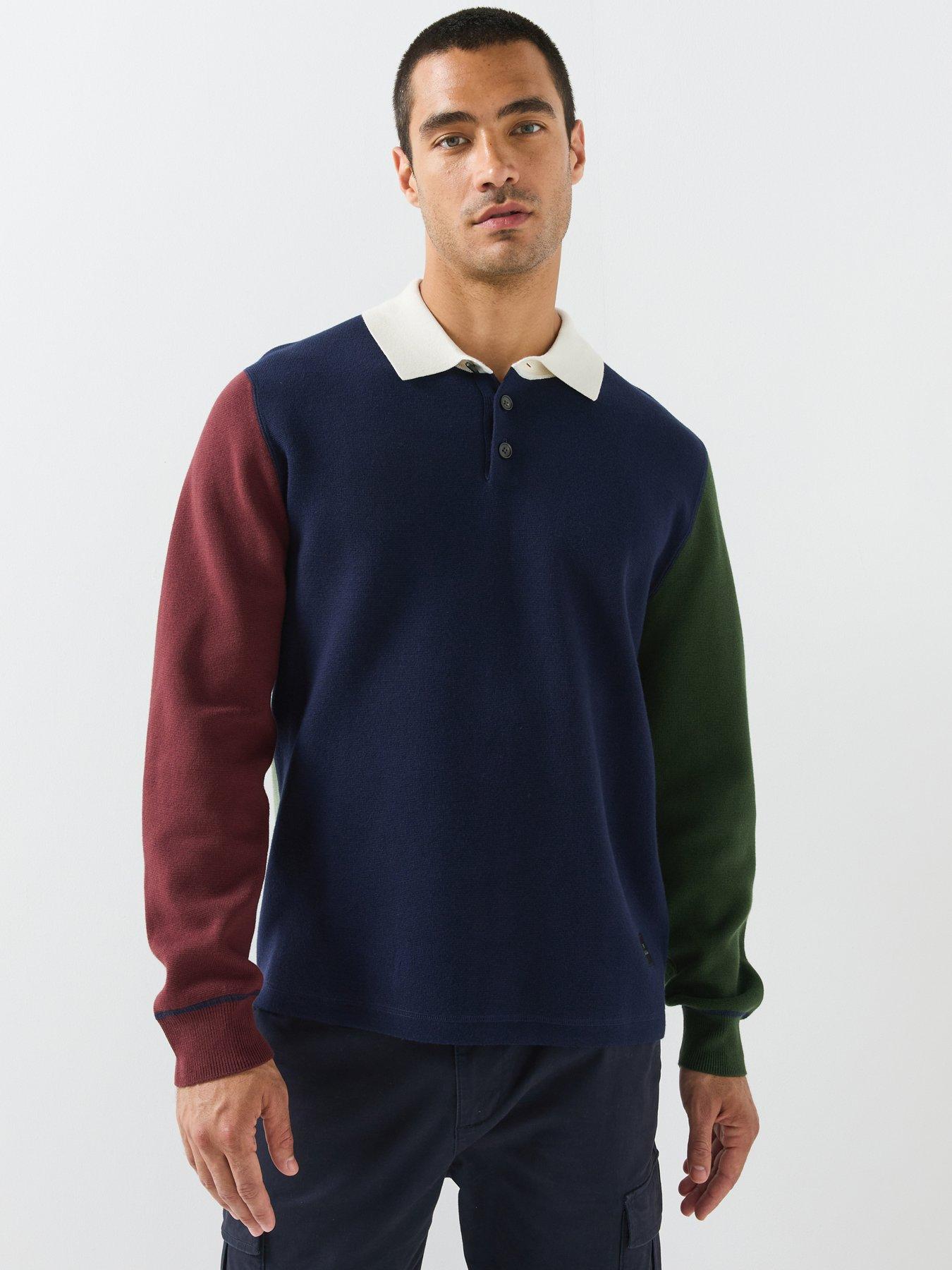 Image 1 of 6 of PS PAUL SMITH Long Sleeve Knitted Polo Shirt - Blue