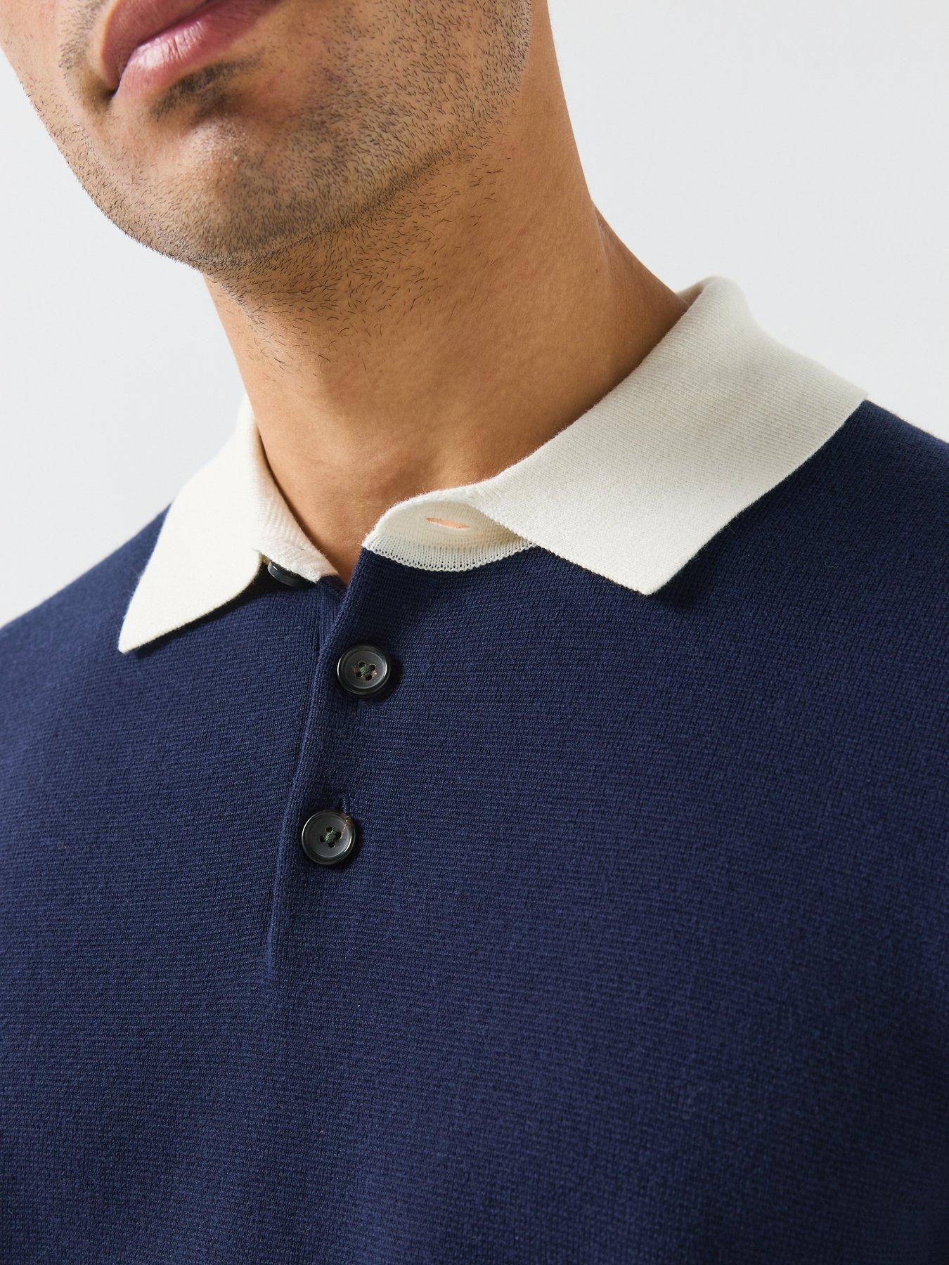 Image 5 of 6 of PS PAUL SMITH Long Sleeve Knitted Polo Shirt - Blue