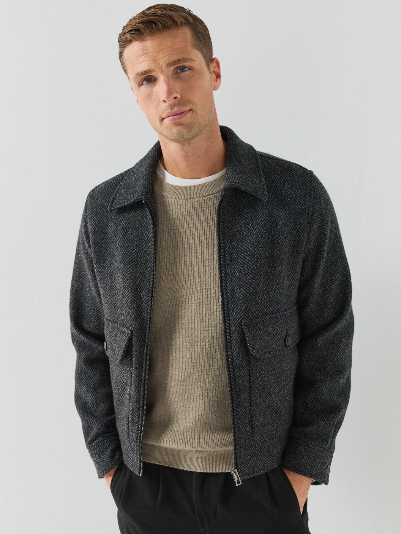 Image 1 of 6 of PS PAUL SMITH Mens Wool-Rich Zip Through Harrington Jacket - Black