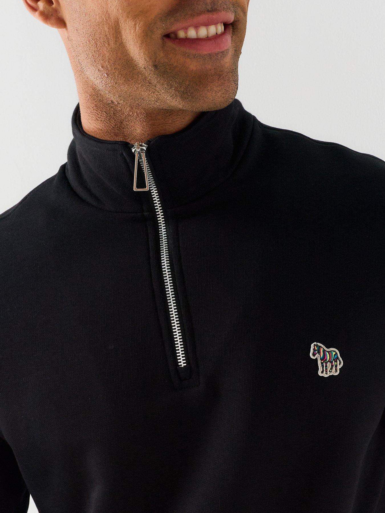 Image 4 of 4 of PS PAUL SMITH Long Sleeve Regular Fit Half Zip Zebra Sweat Shirt - Black