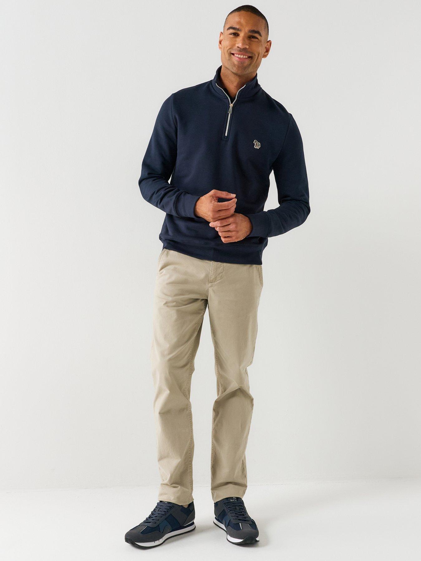 Image 3 of 4 of PS PAUL SMITH Long Sleeve Regalar Fit Half Zip Zebra Sweat Shirt - Navy