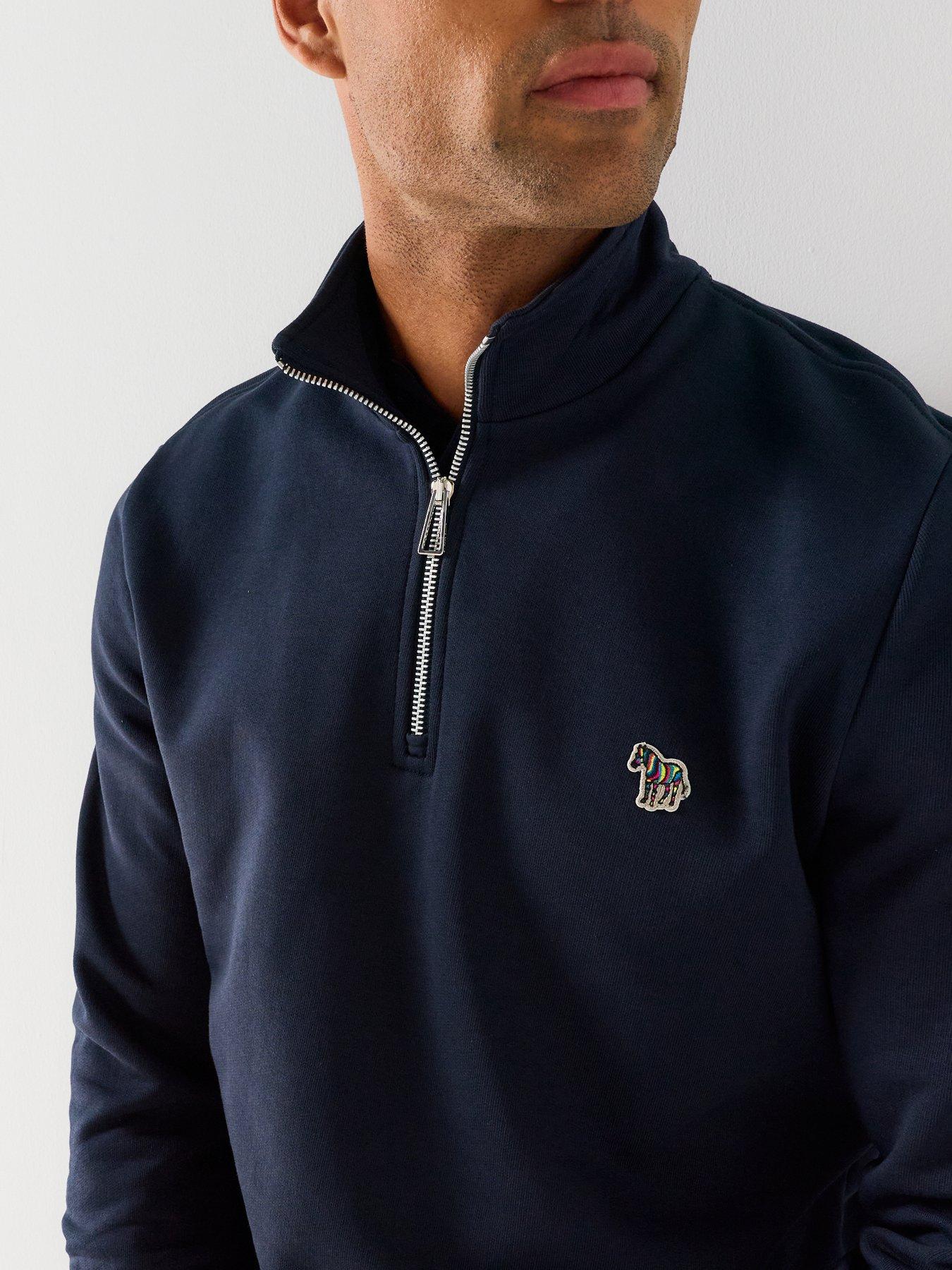 Image 4 of 4 of PS PAUL SMITH Long Sleeve Regalar Fit Half Zip Zebra Sweat Shirt - Navy