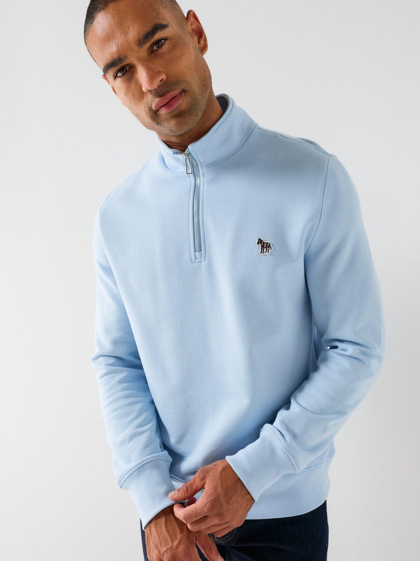 Image 1 of 4 of PS PAUL SMITH Long Sleeve Regalar Fit Half Zip Zebra Sweat Shirt - Blue