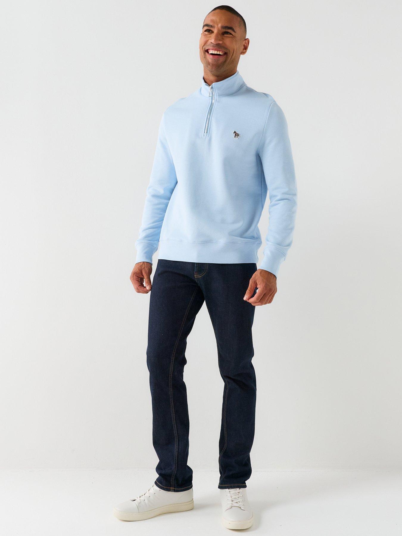 Image 4 of 4 of PS PAUL SMITH Long Sleeve Regalar Fit Half Zip Zebra Sweat Shirt - Blue