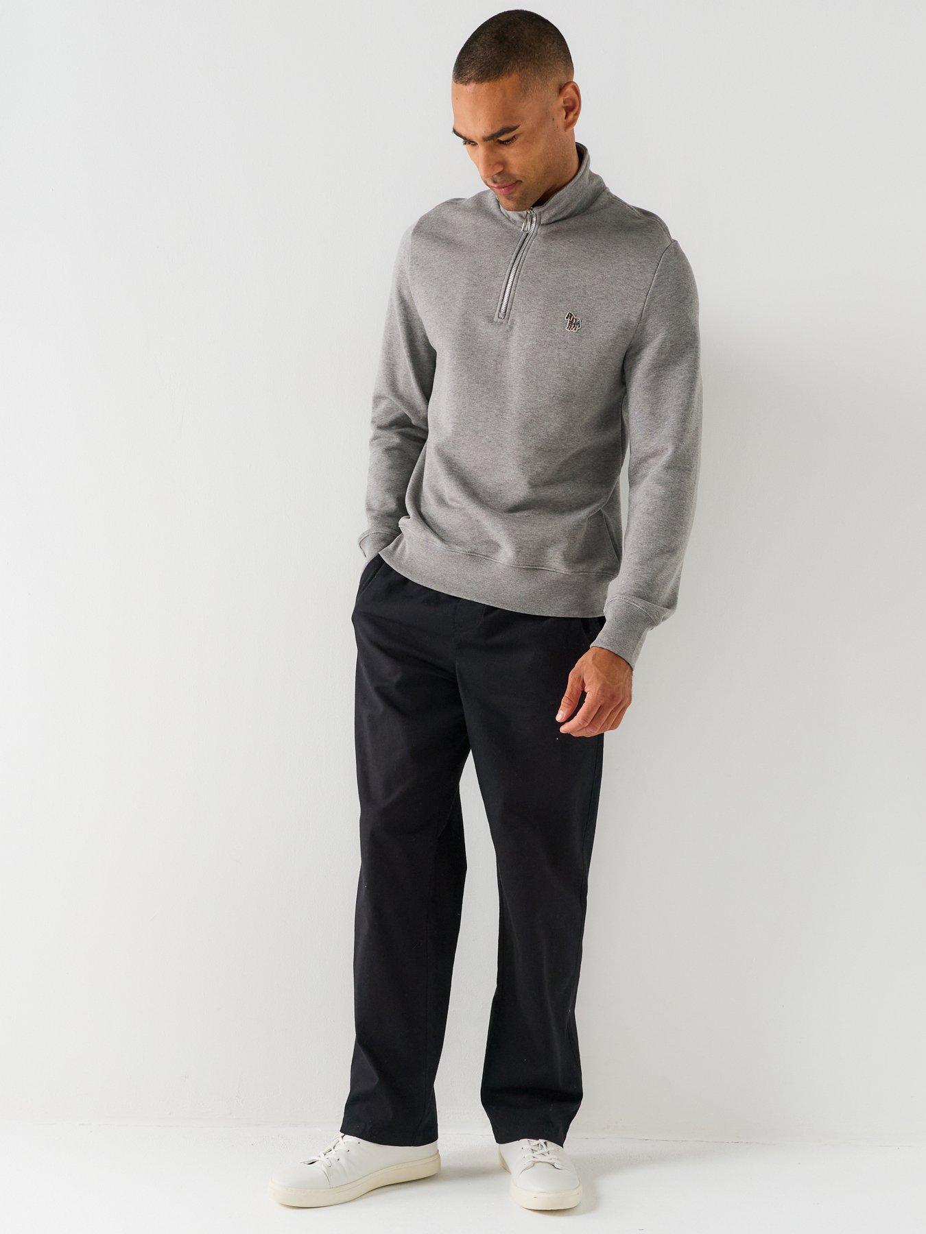 Image 3 of 4 of PS PAUL SMITH Long Sleeve Regular Fit Half Zip Zebra Sweat Shirt - Grey