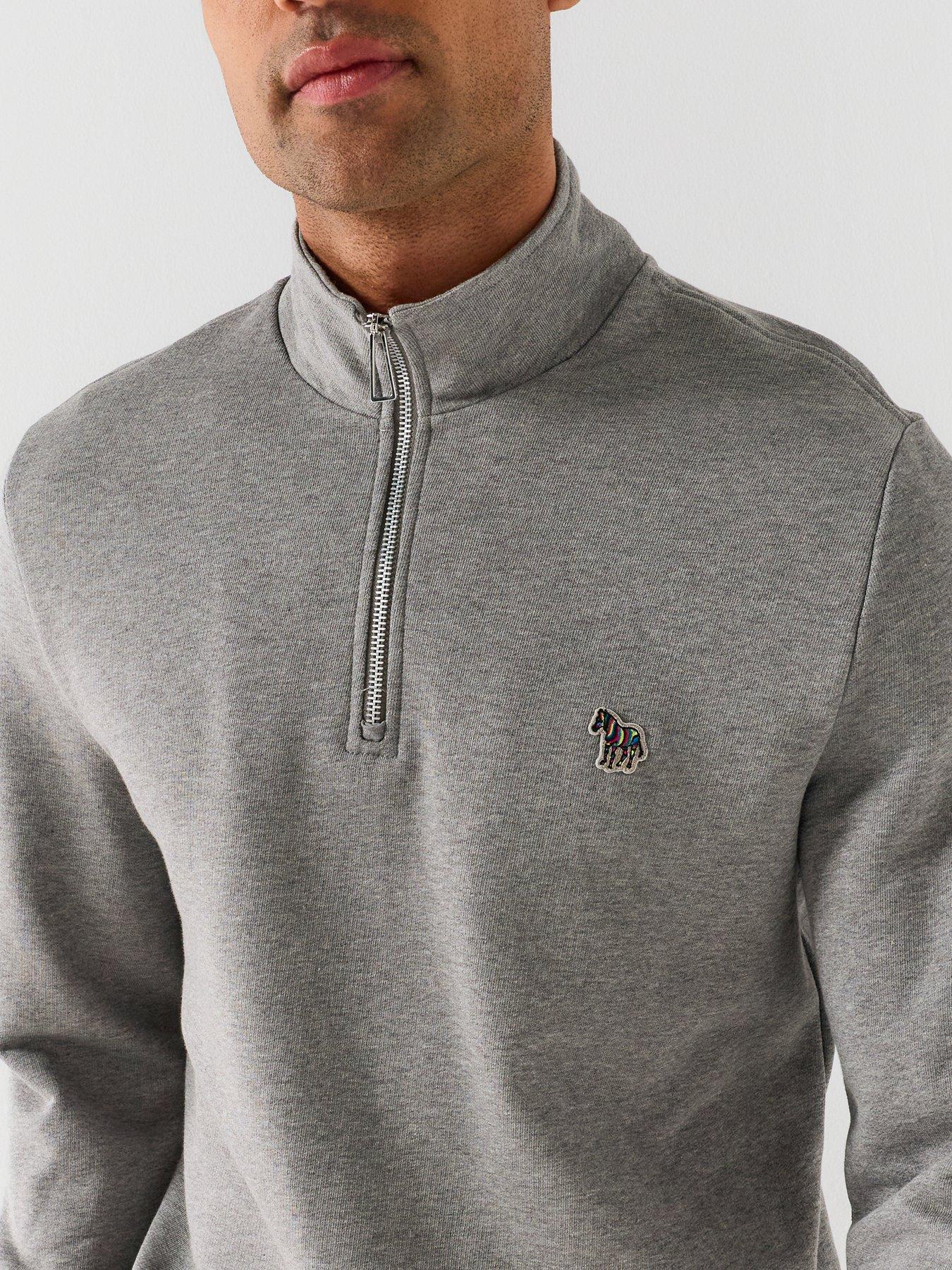 Image 4 of 4 of PS PAUL SMITH Long Sleeve Regular Fit Half Zip Zebra Sweat Shirt - Grey