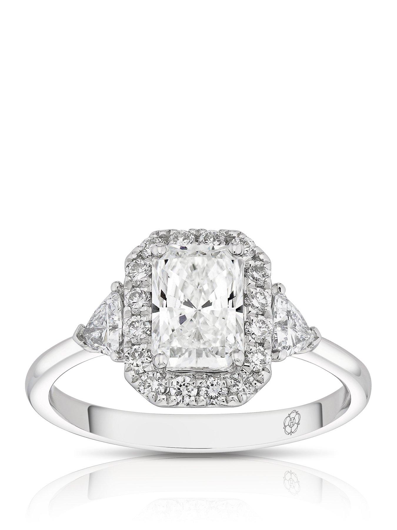 Harriet Harriet Platinum Radiant Halo Trilogy  &  Trillion Set Shoulders 1.50ct Lab Grown Diamond Ring