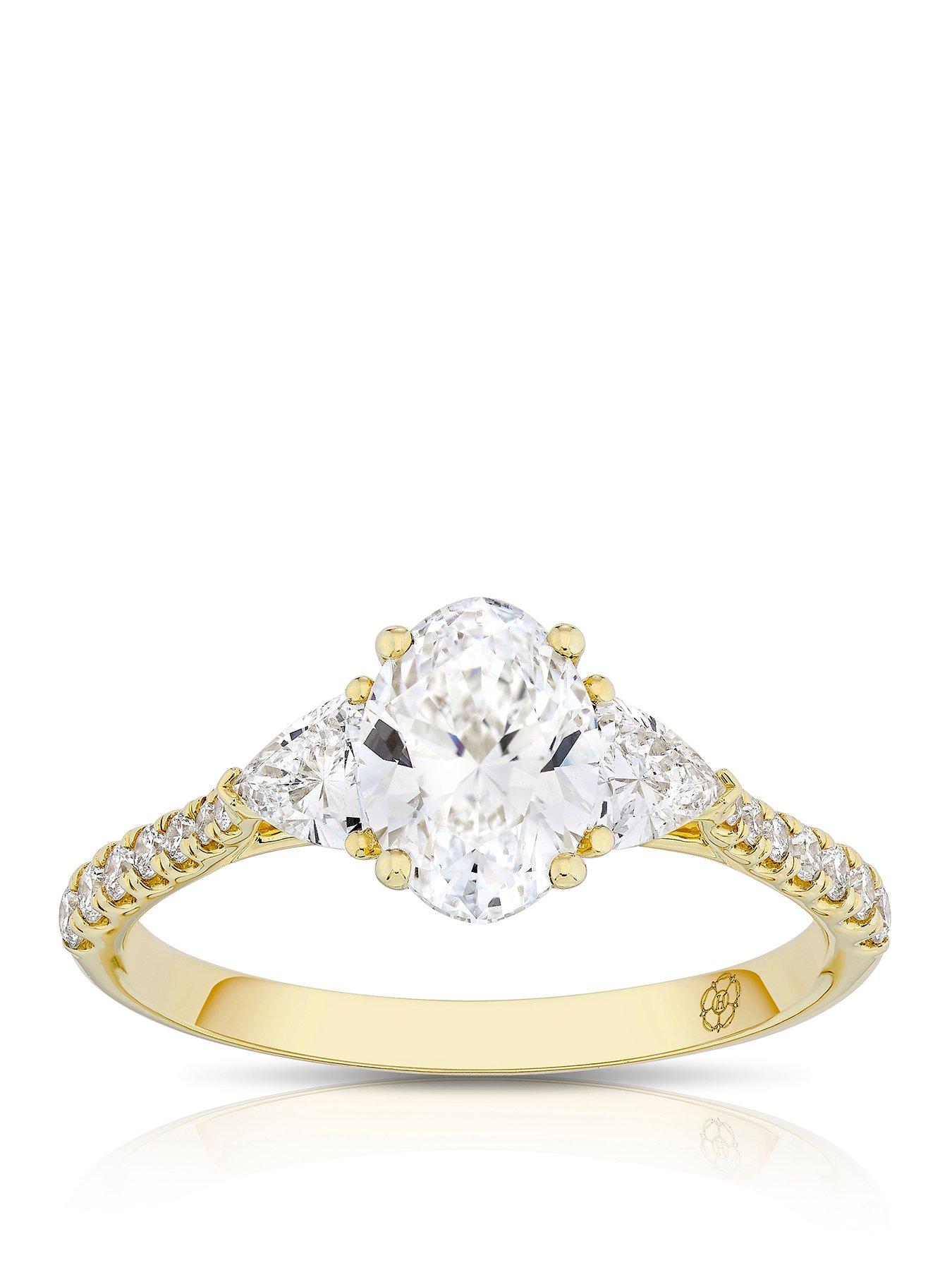 Harriet Harriet 14ct Yellow Gold Oval Trilogy Stone Set Shoulders 1.40ct Lab Grown Diamond Ring