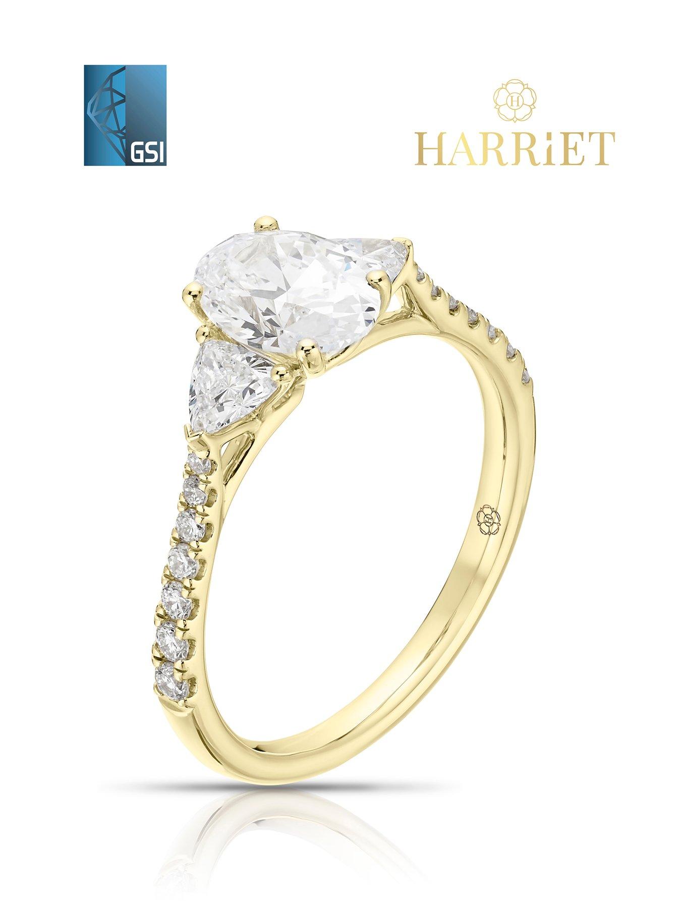 Image 2 of 7 of Harriet 14Ct Gold Oval Trilogy Stone Set Shoulders Lab Grown Diamond Ring