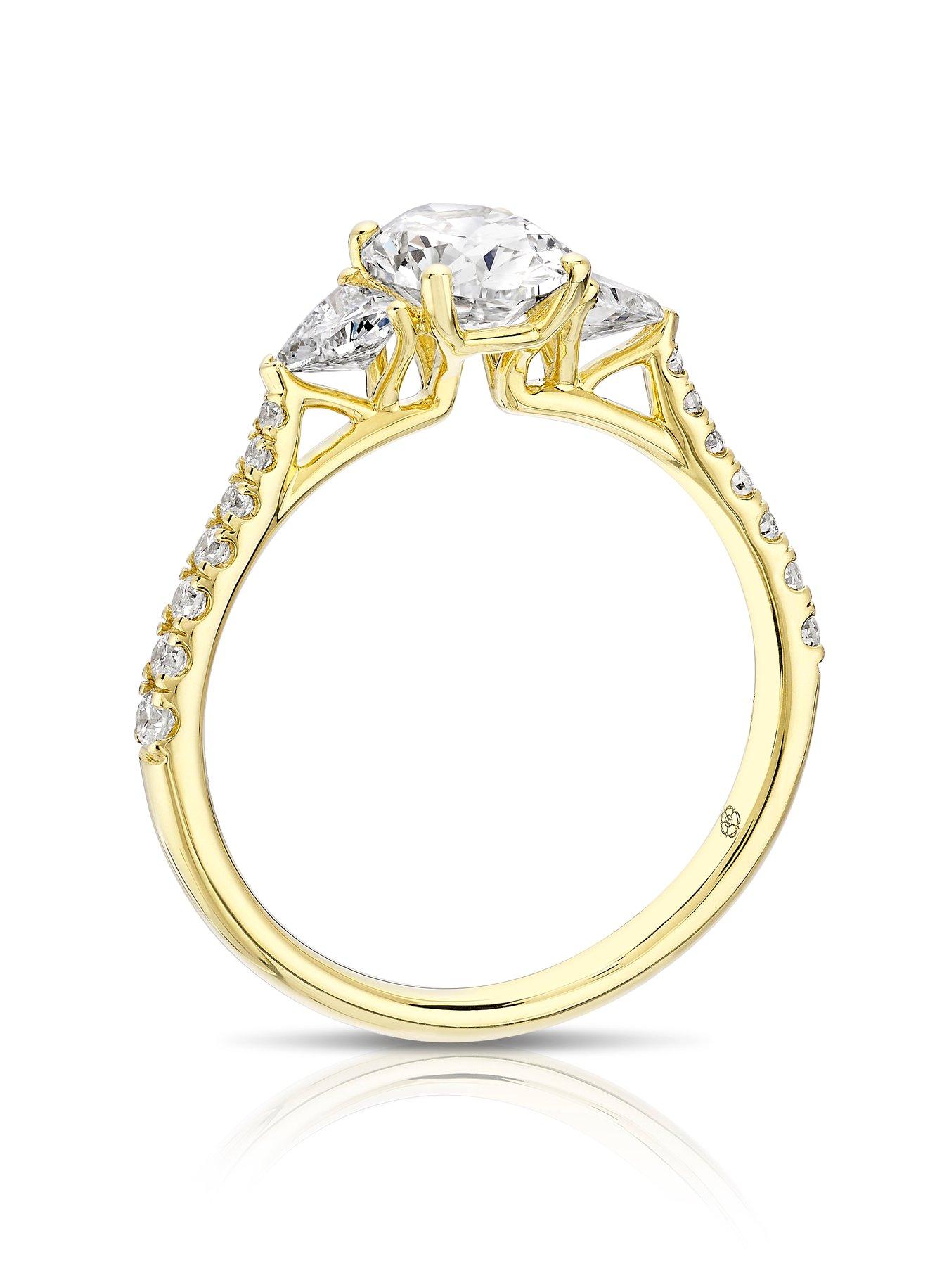 Image 3 of 7 of Harriet 14Ct Gold Oval Trilogy Stone Set Shoulders Lab Grown Diamond Ring