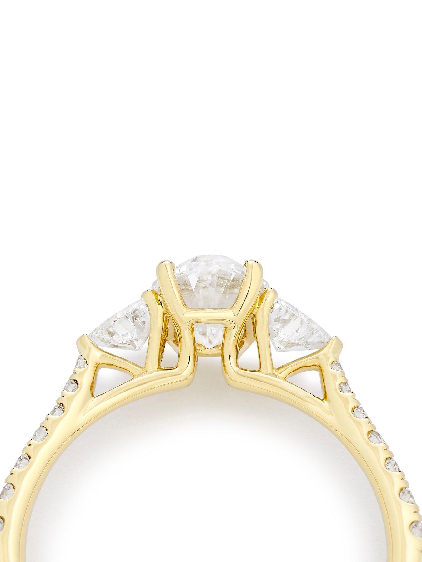 Image 4 of 7 of Harriet 14Ct Gold Oval Trilogy Stone Set Shoulders Lab Grown Diamond Ring