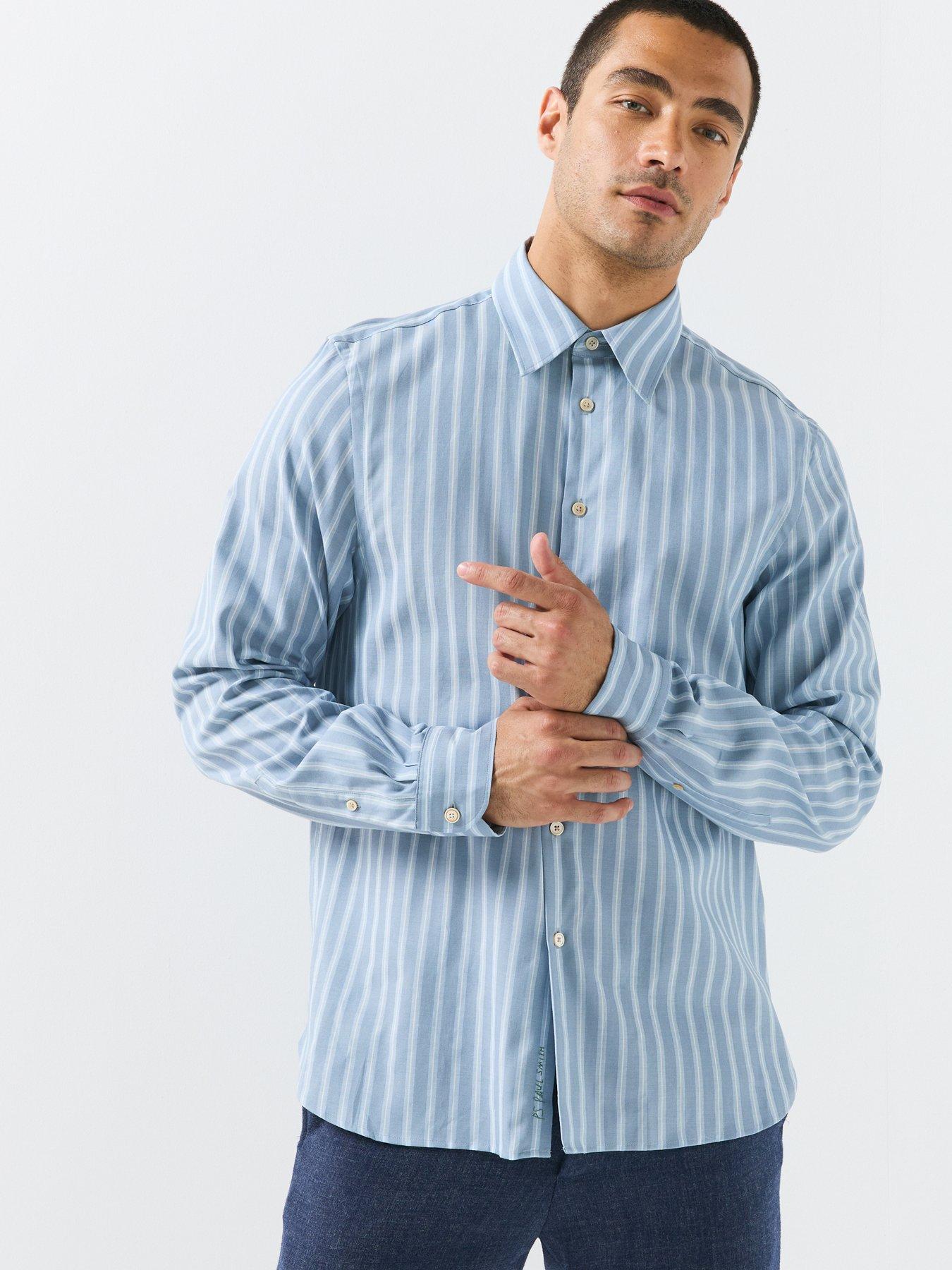 Image 1 of 6 of PS PAUL SMITH Long Sleeve Regular Fit Striped Shirt - Blue