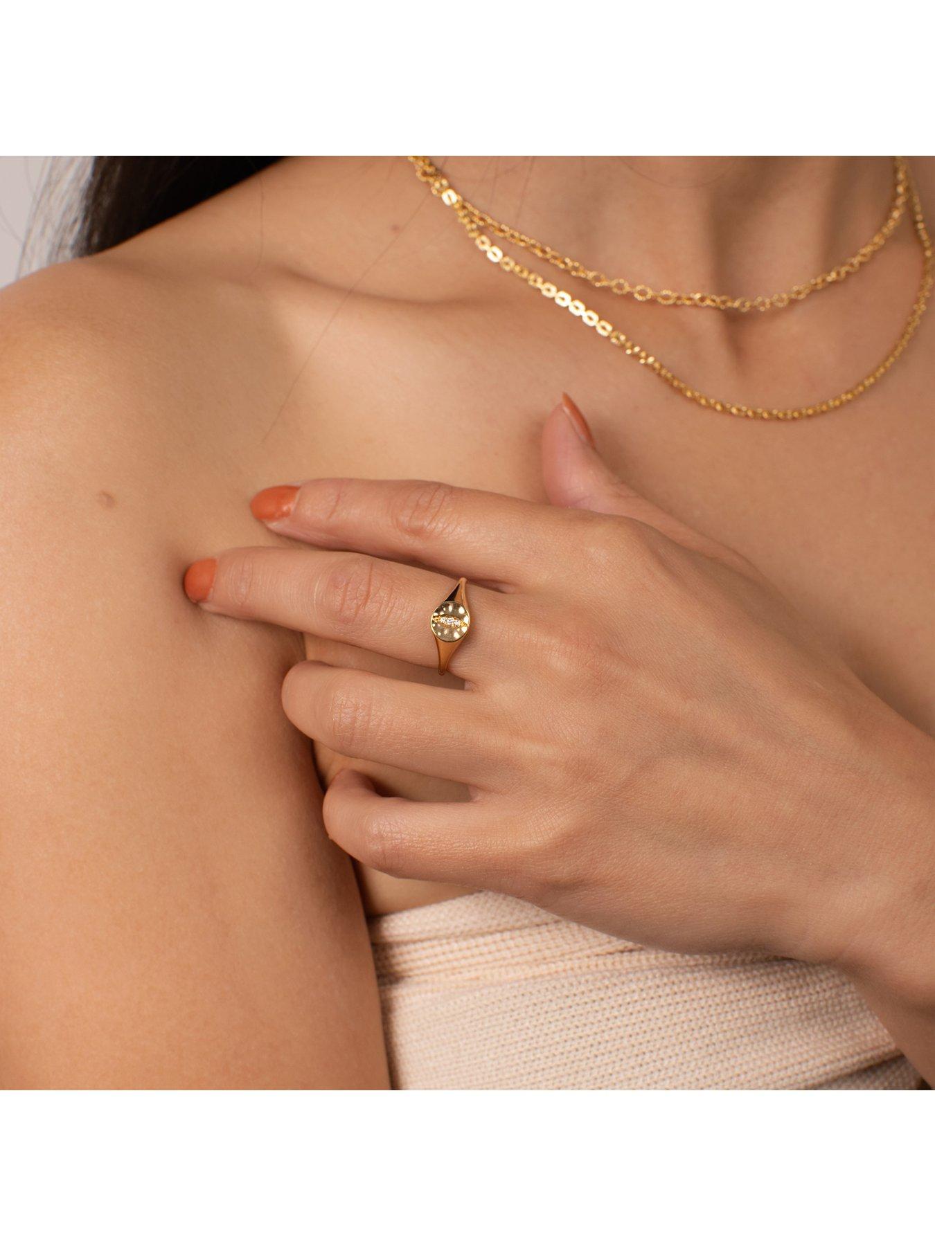 Image 3 of 5 of Kleora Iris Modern Electrum Diamond Cats Eye Ring - Gold