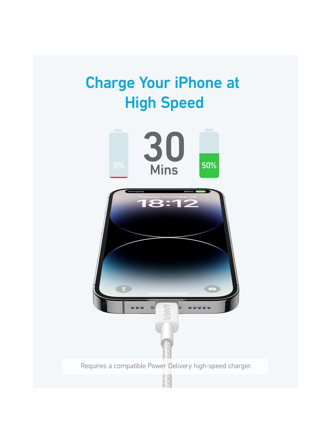 Image 3 of 6 of Anker Anker USB-C to Lightning Braided Charging Cable 0.9M, White