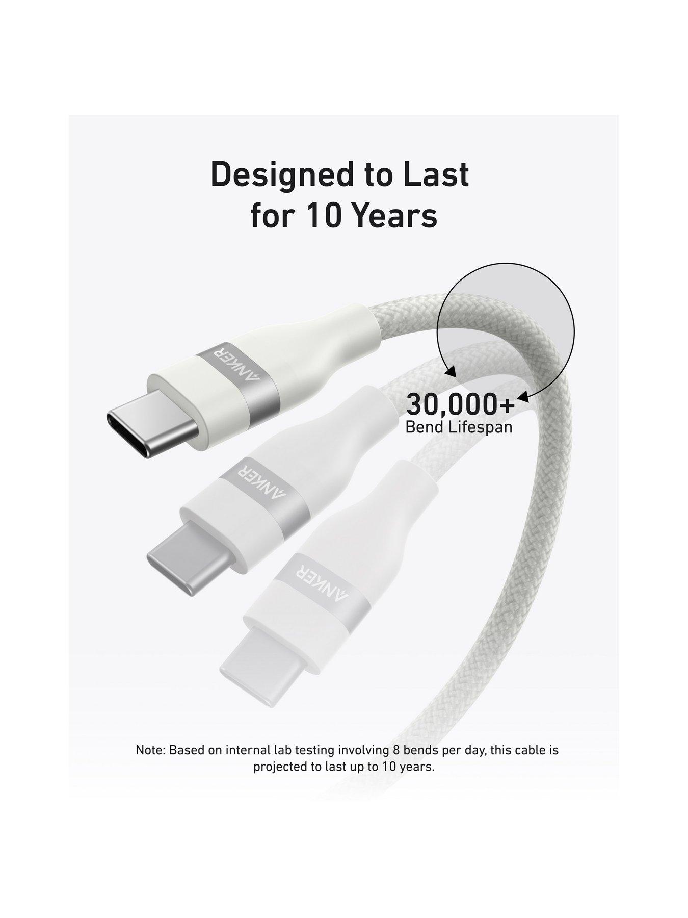 Image 5 of 7 of Anker Anker USB-C to USB-C Braided Cable 1.8M, Super Fast 240W, White