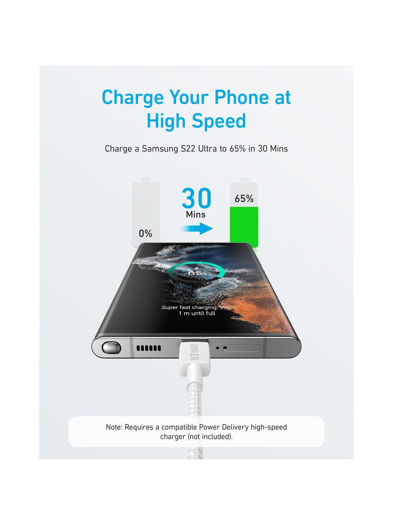 Image 3 of 6 of Anker Anker Braided USB-C to USB-C Charging Cable 3 m, Fast Charging 60W, White