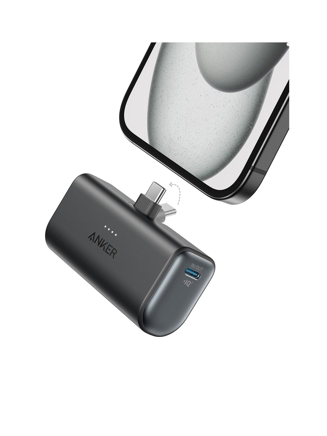 Anker Anker Nano Power Bank, 5,000mAh Mini Portable Charger 22.5W Output with Built-In USB-C Connector, Black